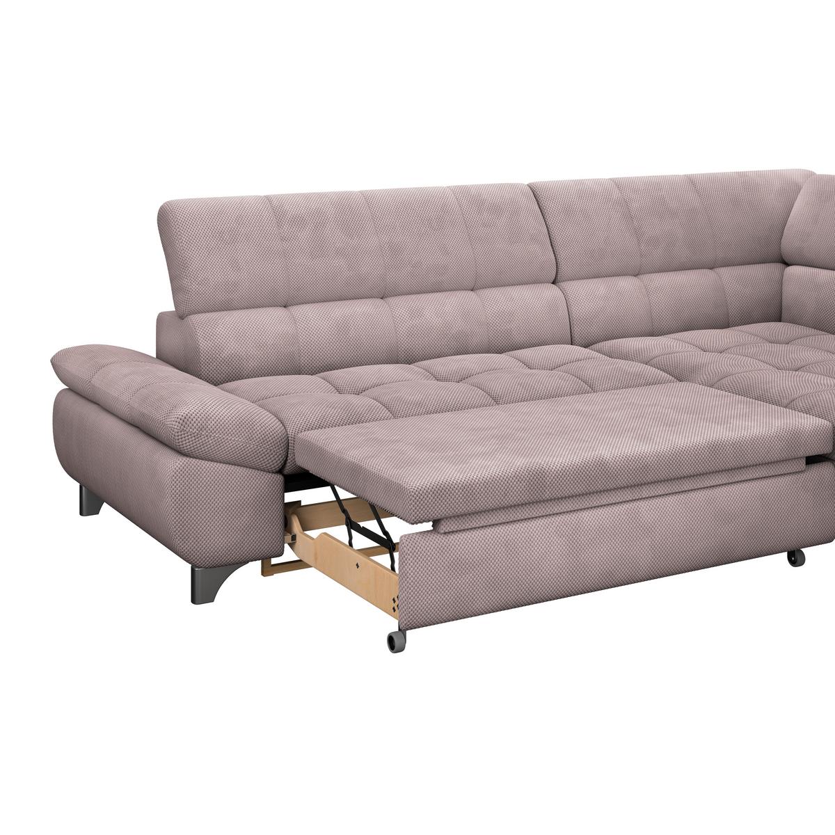 Ecksofa mit Schlaffunktion Gemini Rosa Chenille - Chromfarben/Rosa, KONVENTIONELL, Textil (312/234cm)
