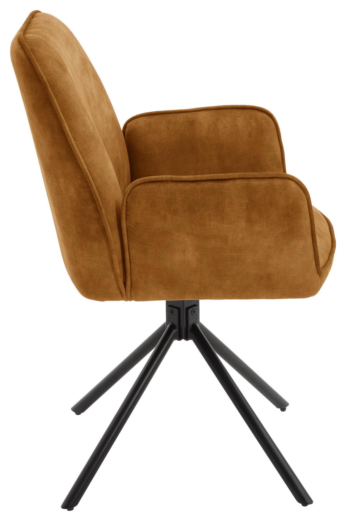 ŽIDLE S PODRUČKAMI OTTAWA - curry žlutá/černá, Moderní, kov/textil (60/89/64cm) - Premium Living