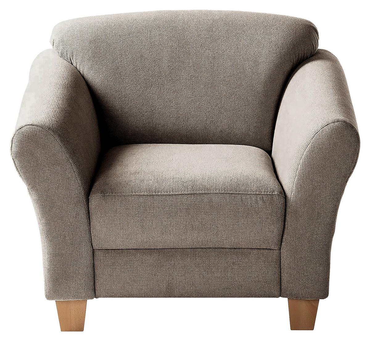 Sessel Gotland taupe Rücken echt, 101x84x89 cm - Taupe/Naturfarben, KONVENTIONELL, Textil (101/84/89cm) - Sit & More