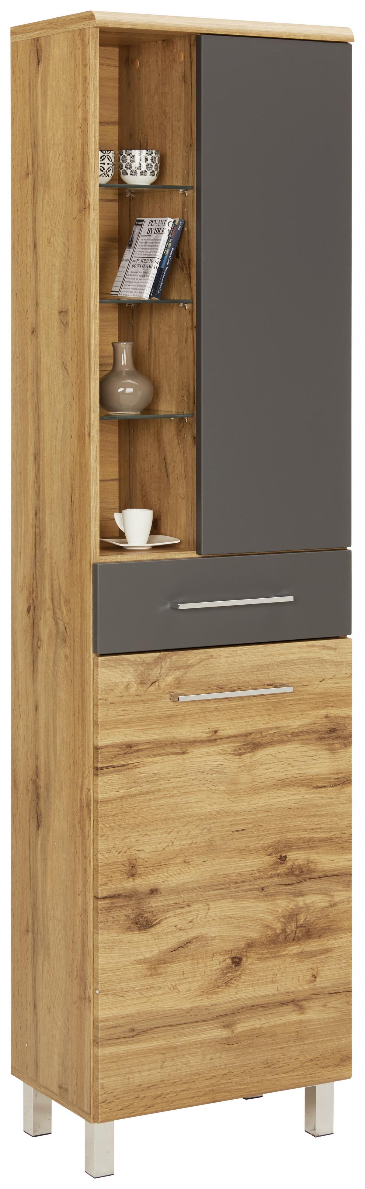 VYSOKÁ SKRINKA FLOAT BREIT - farba duba/antracitová, Modern, kov/kompozitné drevo (50/194/33cm) - Premium Living