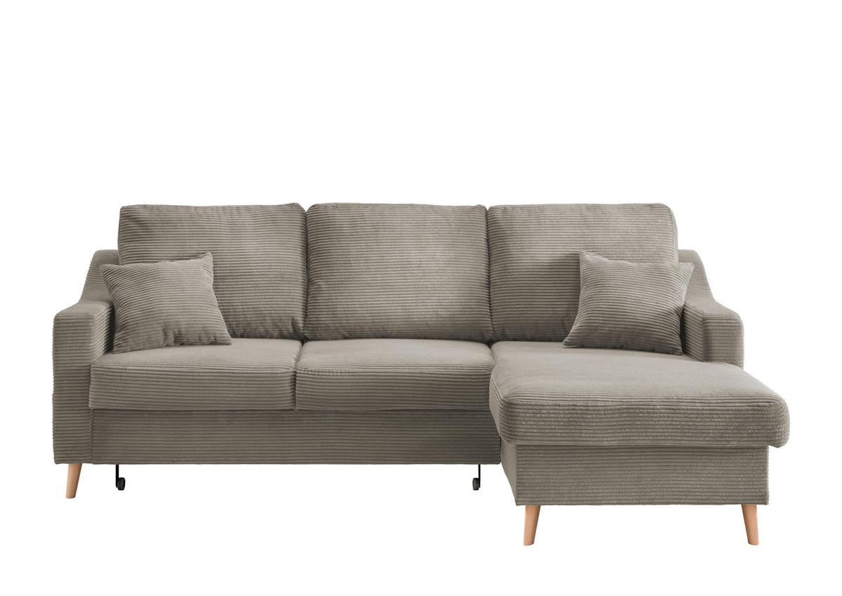 Ecksofa Valentina - Graubraun/Naturfarben, Design, Textil (228/150cm) - P & B