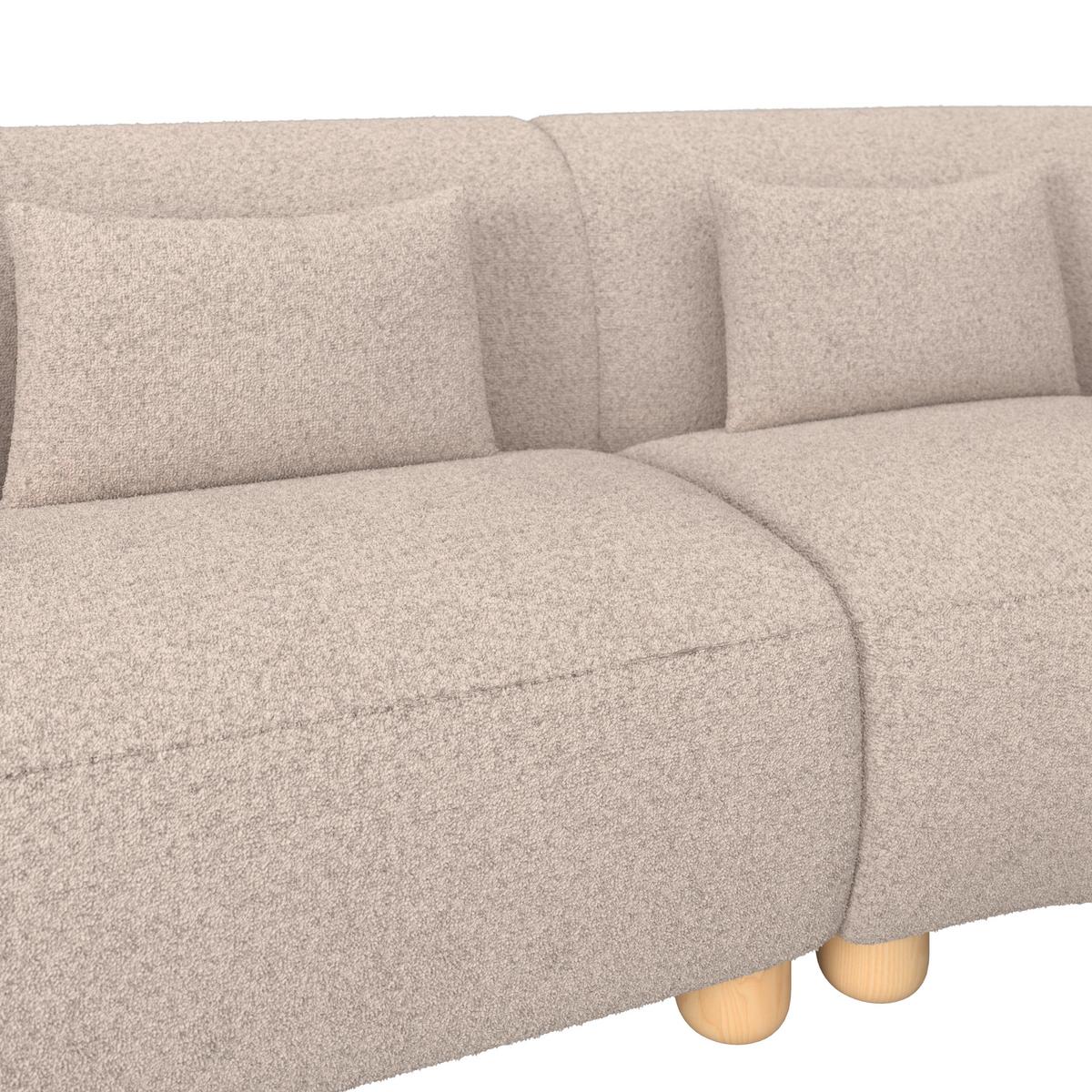 Rohová sedačka ALBA, krémová - barvy dubu/krémová, Moderní, dřevo/textil (256/78/85/166cm) - Bessagi Home