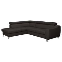 Ecksofa Aspen Lederlook Dunkelbraun 208x245 Cm - Chromfarben/Dunkelbraun, Design, Leder/Textil (208/245cm) - Livetastic