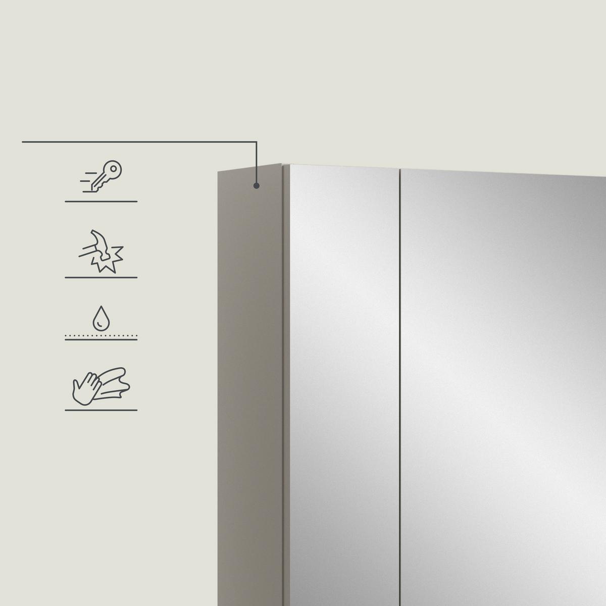 Spiegelschrank Ice Kaschmir B: 60cm - Kaschmir, Trend, Glas/Holzwerkstoff (60/70/18cm) - MID.YOU