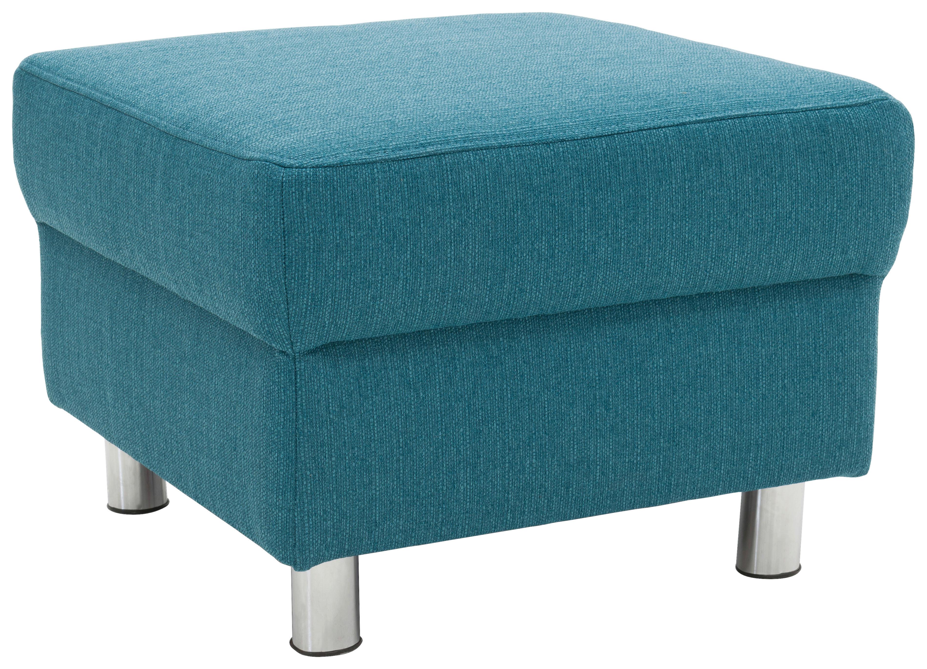 Polsterhocker Jamie Petrol Webstoff H: 40 Cm - Chromfarben/Petrol, KONVENTIONELL, Textil (54/40/54cm) - MID.YOU