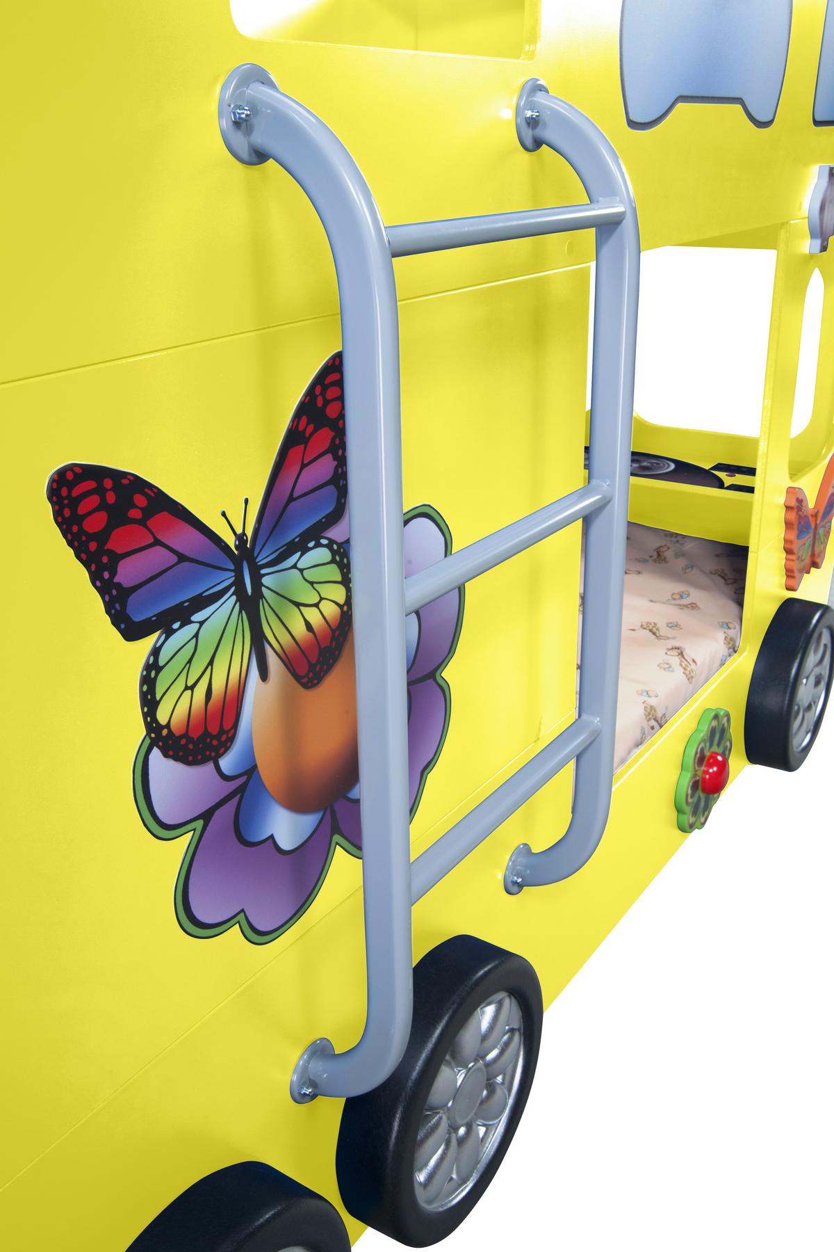 Autobett Happybus Doppeldecker Gelb - Gelb/Weiß, LIFESTYLE, Holz/Holzwerkstoff (90/190cm) - Livetastic