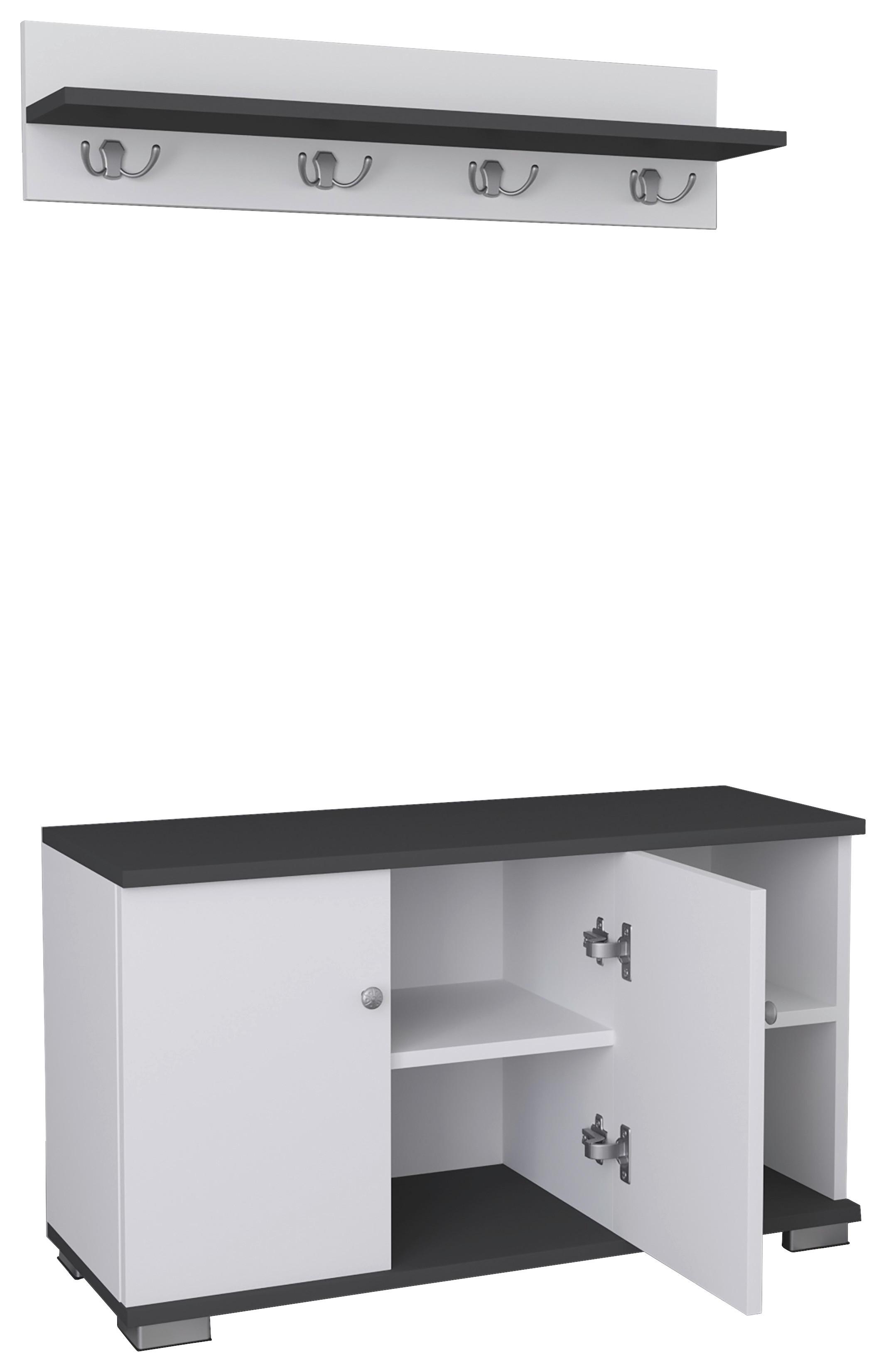 Garderobe Gados 2-teilig Anthrazit/Weiß - Anthrazit/Weiß, MODERN, Holzwerkstoff (90/82/33cm) - MID.YOU