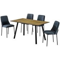 Tischgruppe Zurs 5-teilig Artisan Eiche/Leinenoptik grau - Eichefarben/Schwarz, Trend, Holz/Holzwerkstoff (140/75/80cm)