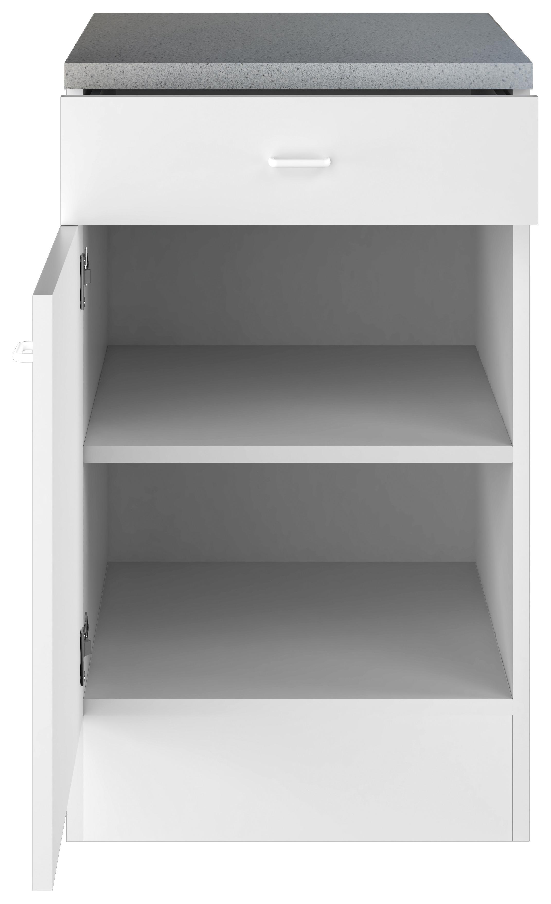 Küchenunterschrank Speed B: 50 cm Weiß mit Lade - Weiß, KONVENTIONELL, Holzwerkstoff (50/85/47cm)