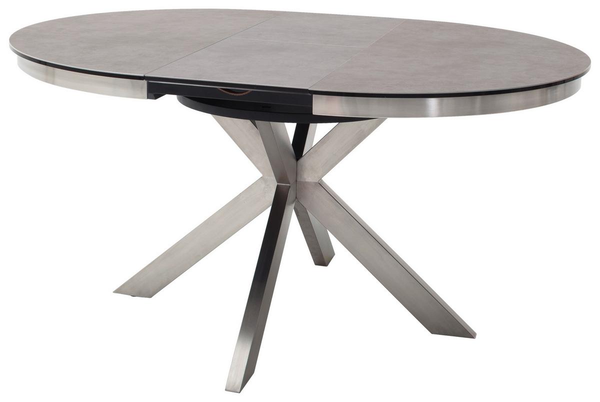 Esstisch ausziehbar Winnipeg 120-160x120 cm Anthrazit - Edelstahlfarben/Anthrazit, Design, Keramik/Metall (120/120/76cm) - Livetastic