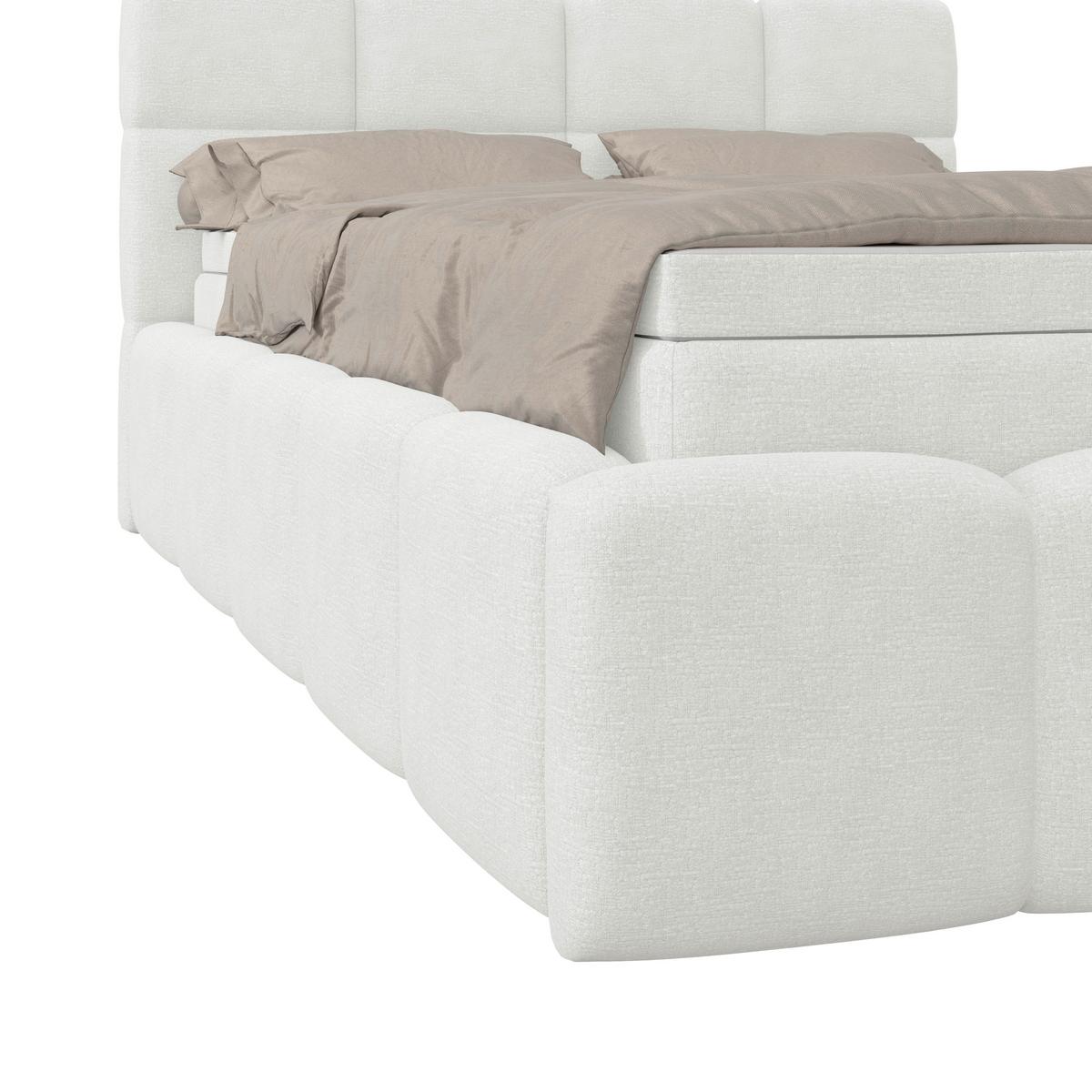 Polsterbett Noe Cremefarben 140x200 Cm - Creme/Schwarz, Trend, Textil/Metall (140/200cm)