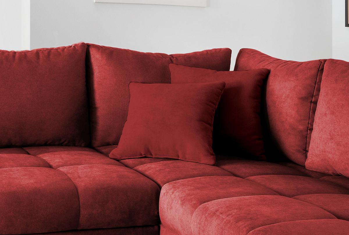 Eckschlafsofa Alvito Rot S: 298/202 cm - Rot/Silberfarben, Design, Textil (298/202cm) - MID.YOU