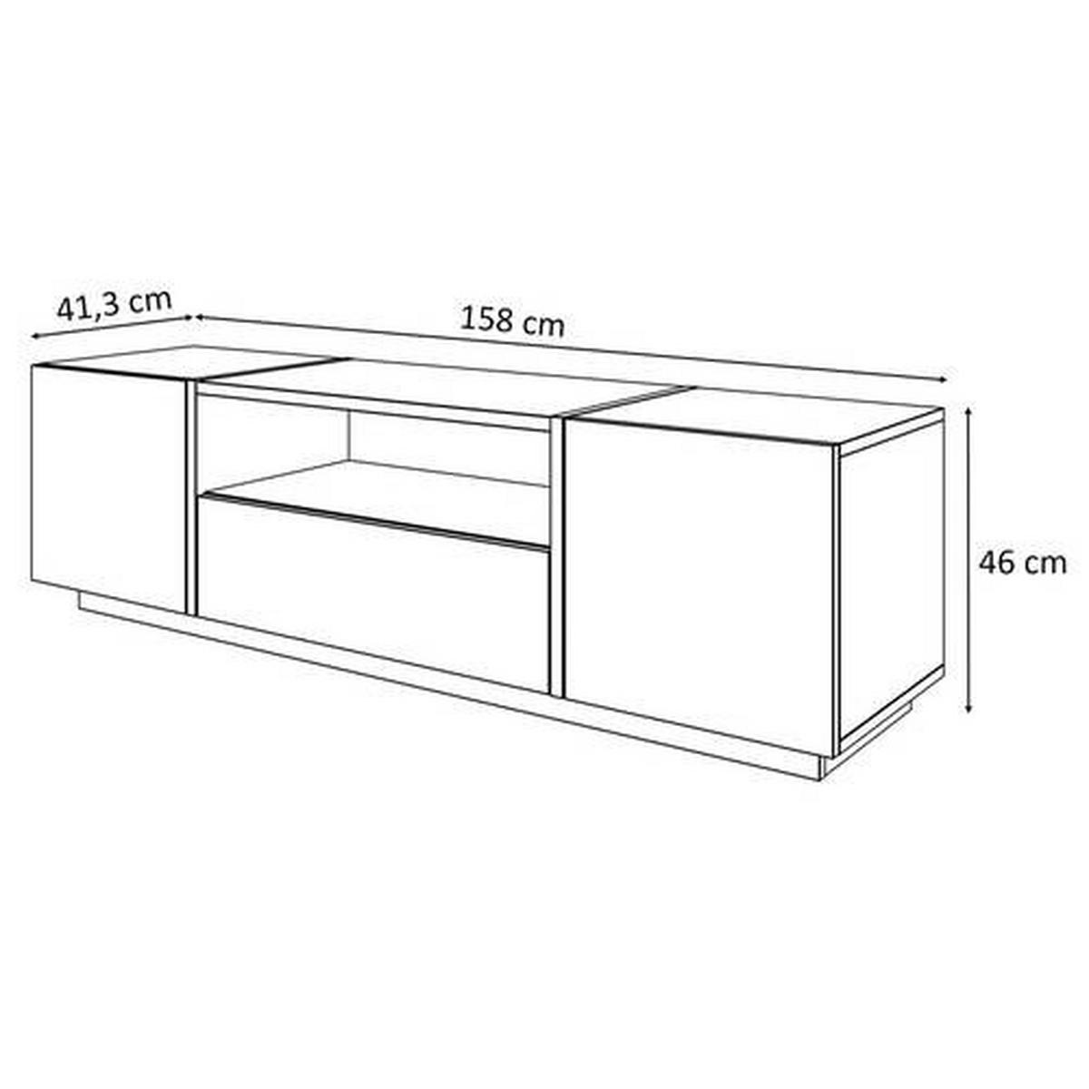 Lowboard Onyx - Schwarz Hochglanz/Schwarz, Design, Holzwerkstoff (158/46/41,3cm) - MID.YOU