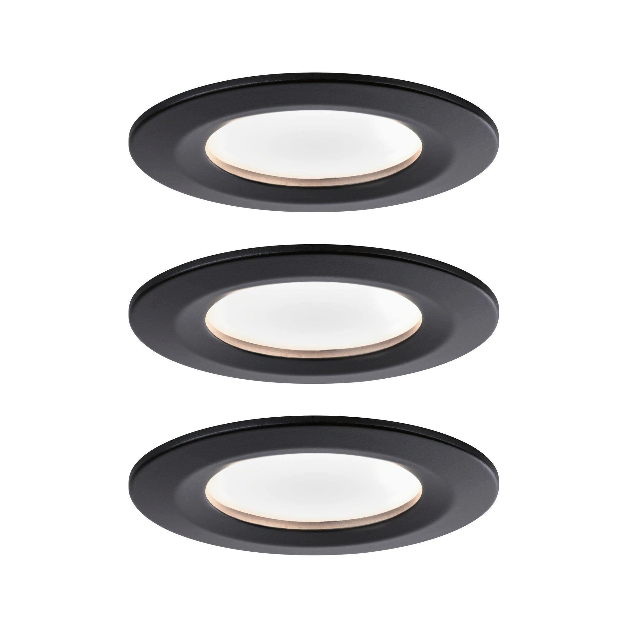 Deckenleuchte 3er-Set Ø 7,8 cm, dimmbar, rund - Schwarz, Basics, Metall (7,8/7,8/4,5cm) - Paulmann
