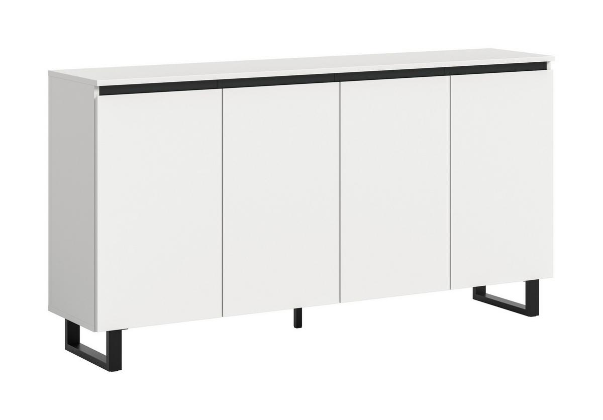 Sideboard Tomasa Weiß  B: 160 Cm - Schwarz/Weiß, Design, Holzwerkstoff (160/84/36cm) - Livetastic