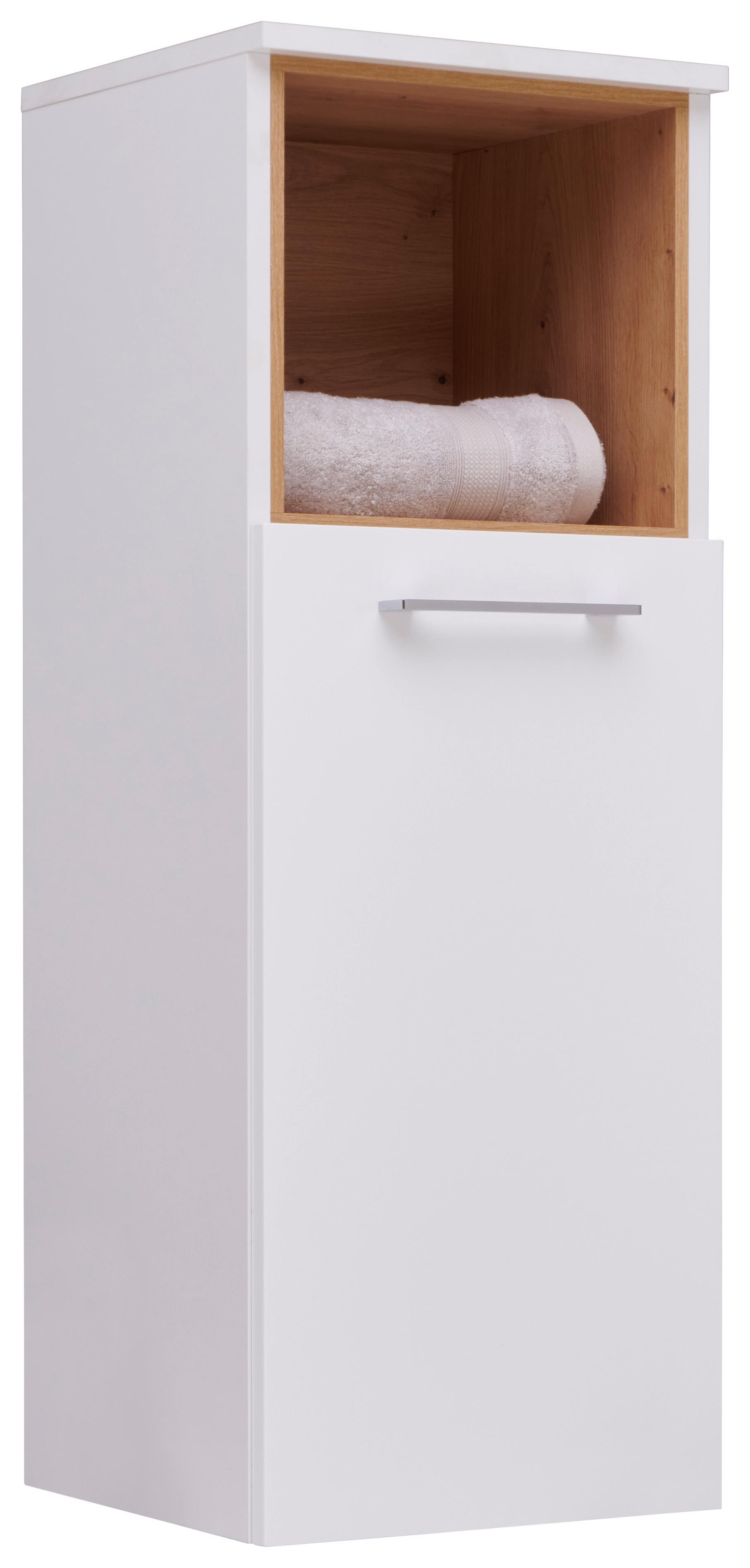 Unterschrank Mit Soft-Close Mura B: 35 cm Weiß/Eichefarben - Weiß, MODERN, Glas/Holzwerkstoff (35/108/33cm)