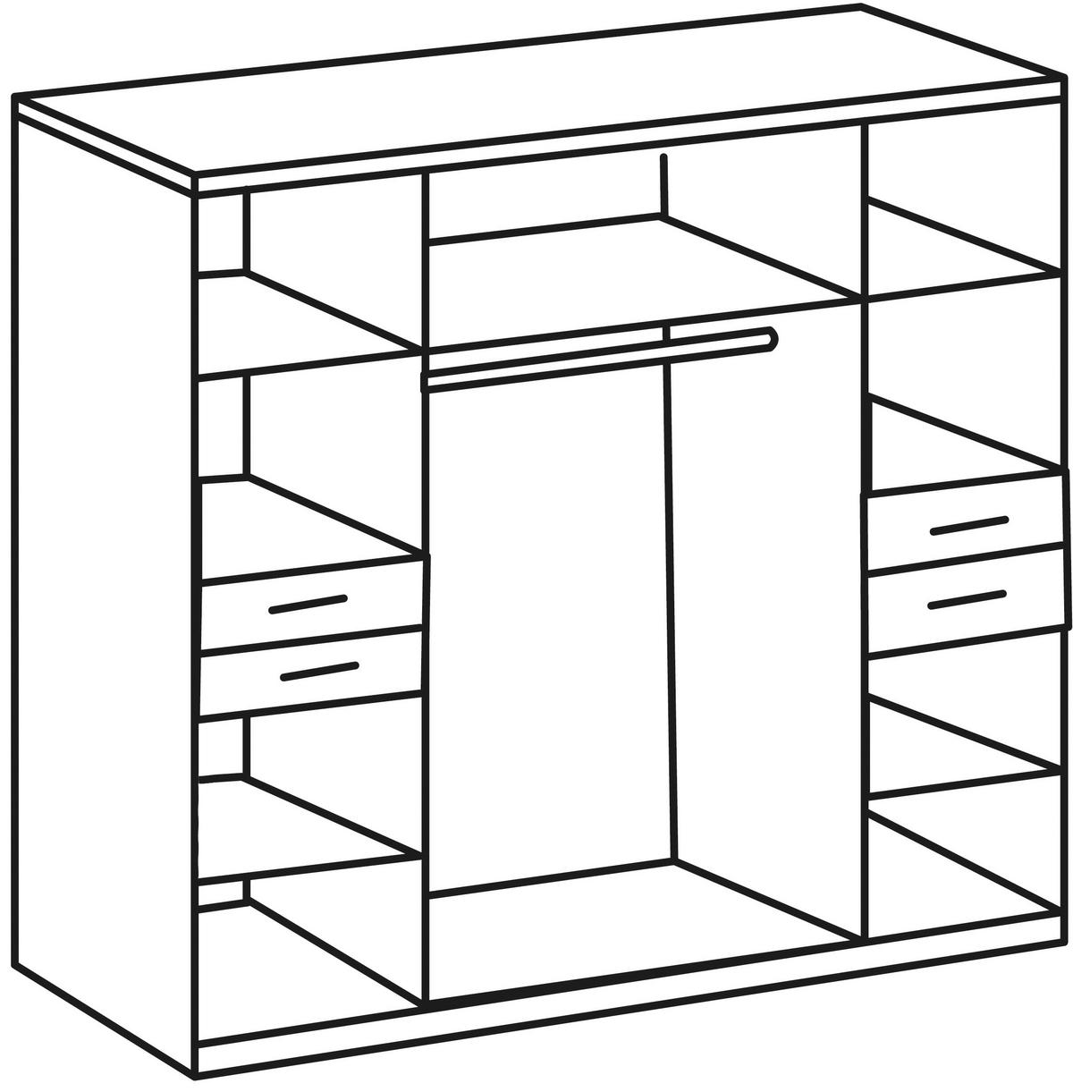 Drehtürenschrank Mit Spiegel + Laden B: 180 cm Vegas, Graphit - Graphitfarben, Basics, Holzwerkstoff (180/208/58cm) - MID.YOU