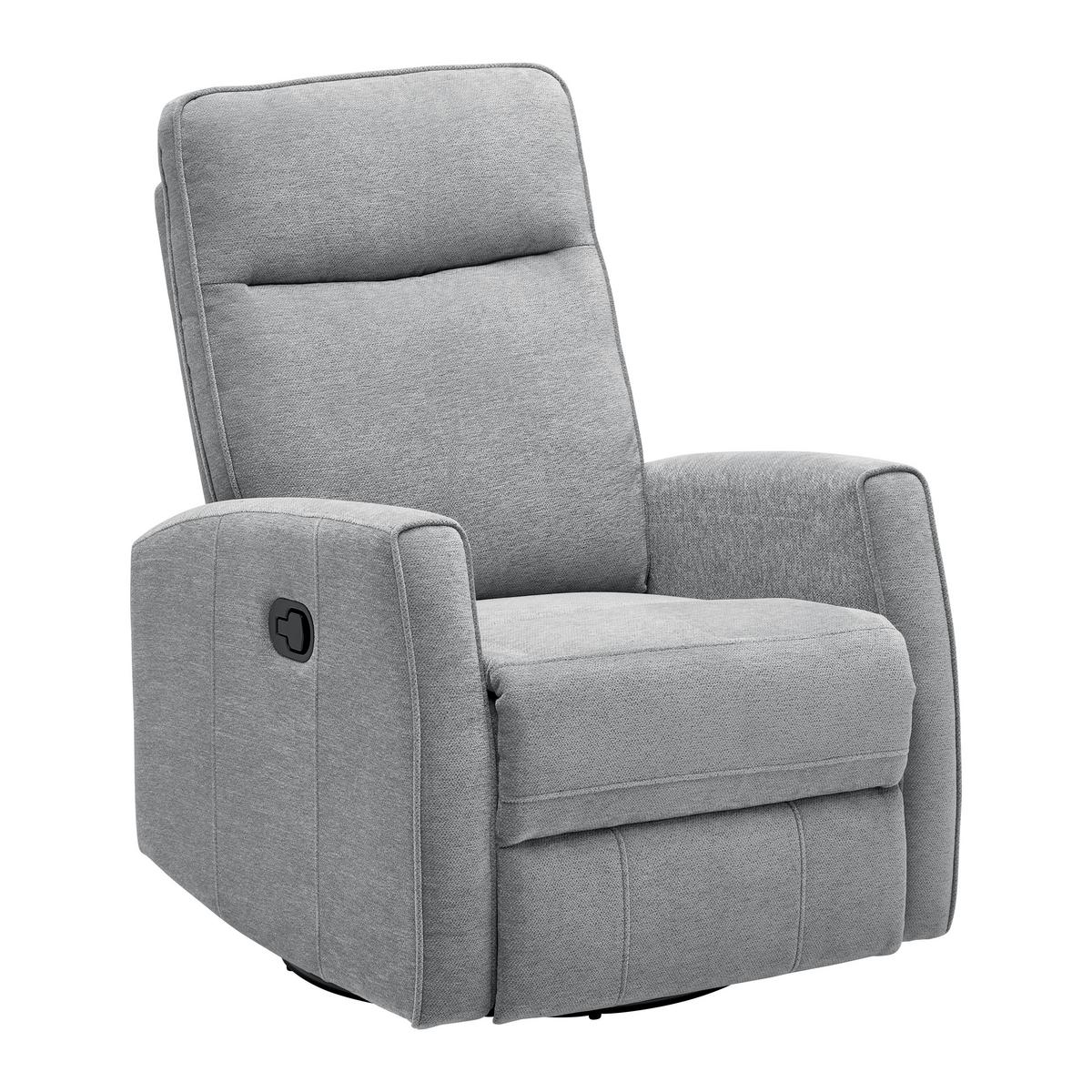 Relaxačné kreslo MELINDA, sivá tkanina, max. 140 kg - čierna/sivá, Konventionell, kov/drevo (76/103/96cm) - Mömax