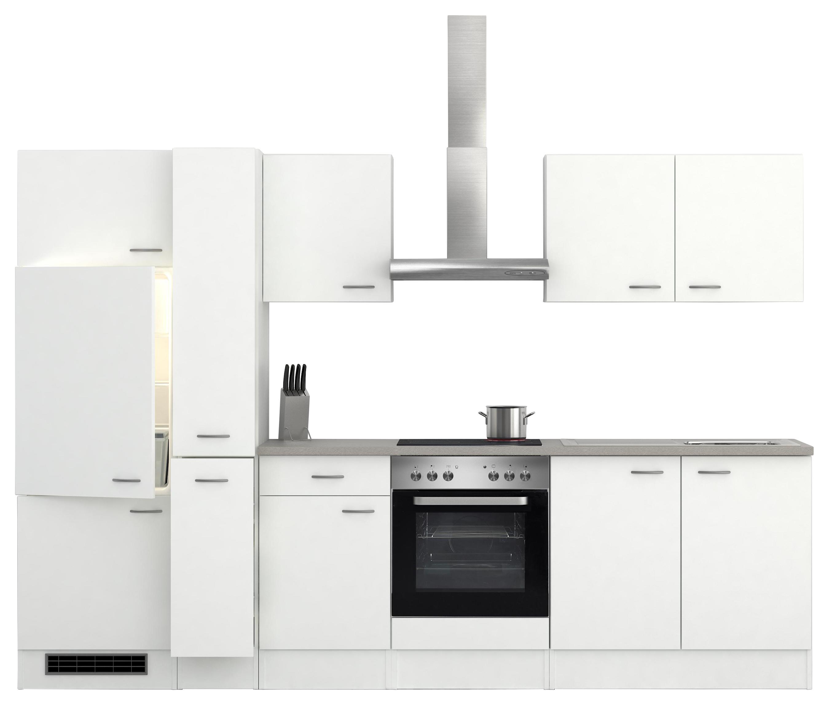 Küchenzeile Wito mit Geräten 300 cm Grau/Weiß Modern - Edelstahlfarben/Weiß, MODERN, Holzwerkstoff (300cm) - MID.YOU