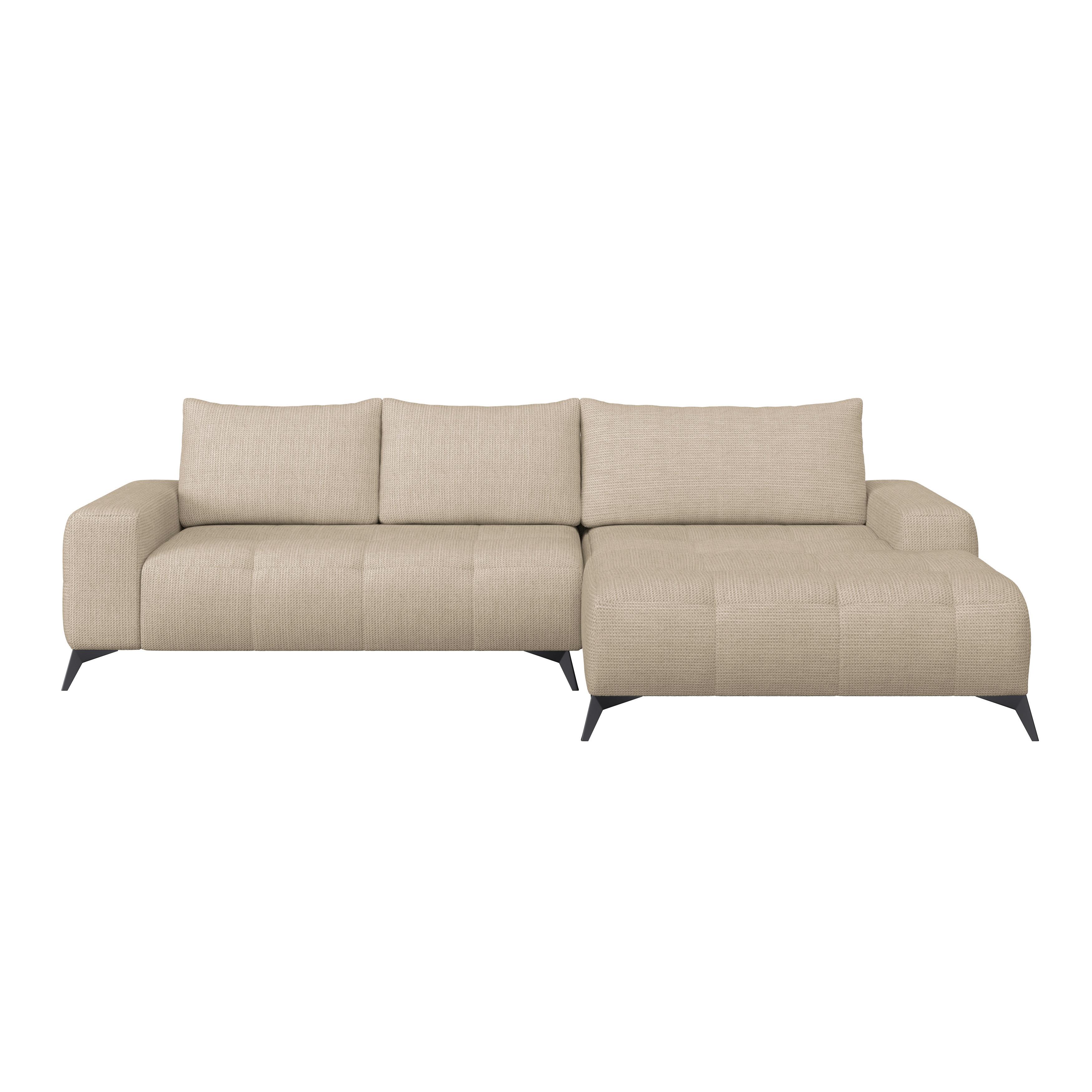 Ecksofa Mauro Beige, Mit Schlaffunktion - Beige/Schwarz, Trend, Textil (290/175cm) - Luca Bessoni