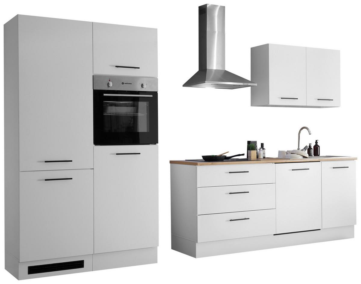 Küchenblock Tirol Weiß B: 310 cm - Eichefarben/Weiß, Basics, Holzwerkstoff (310cm) - MID.YOU