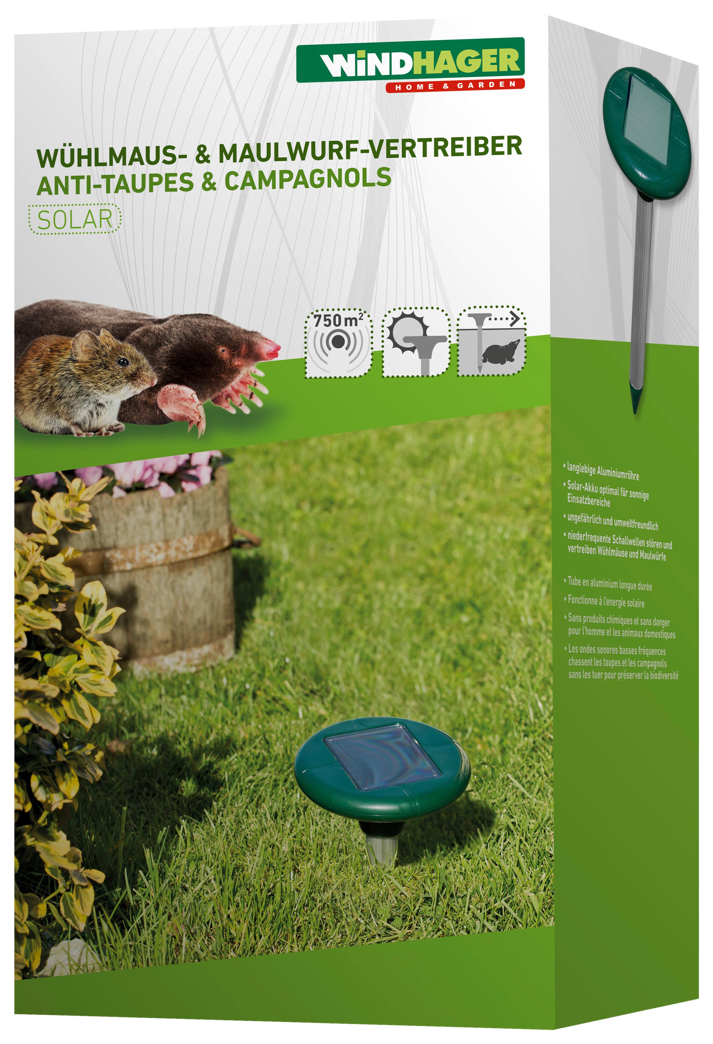 Ultraschall-Tiervertreiber Wühlmaus Solar 4 Star - Grün, Basics, Kunststoff (160cm)