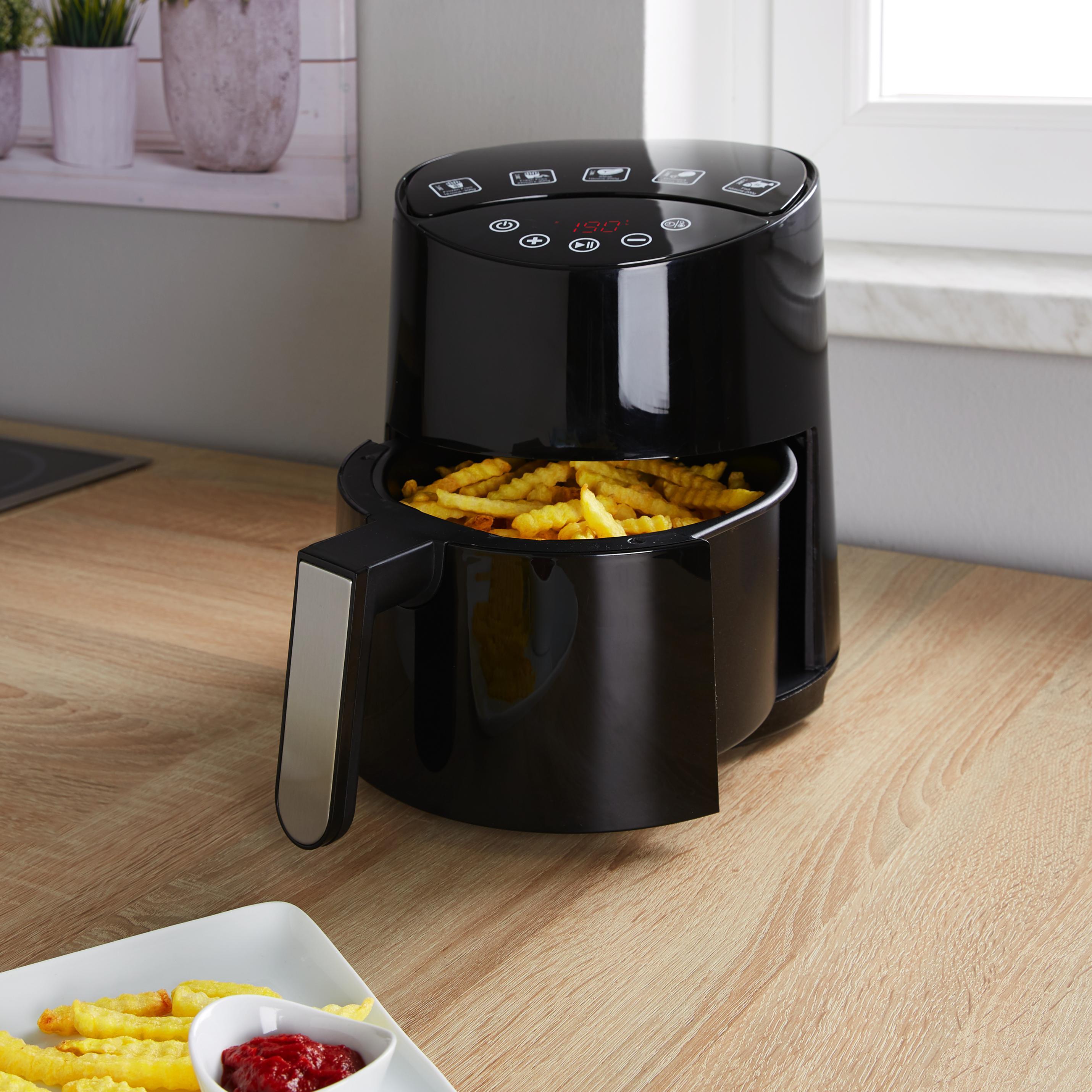 Heißluftfritteuse Moritz - Edelstahlfarben/Schwarz, MODERN, Kunststoff/Metall (24,5/30,3/28,7cm) - Bono