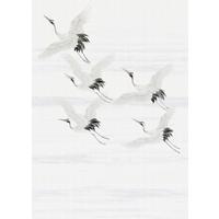 Fototapete Kraniche - Weiß/Grau, Basics, Papier/Kunststoff (200/280cm)