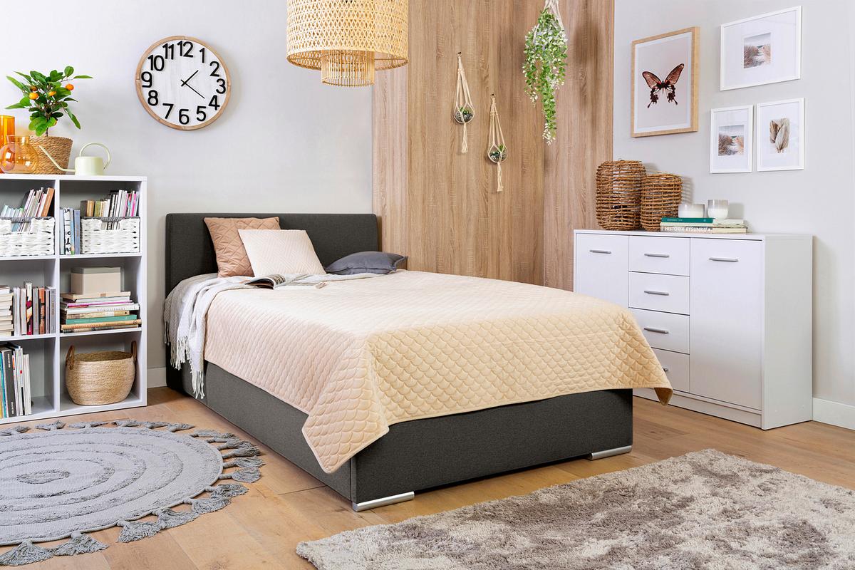 Polsterbett Cosi 120 - Chromfarben/Anthrazit, KONVENTIONELL, Holz/Textil (120/200cm)