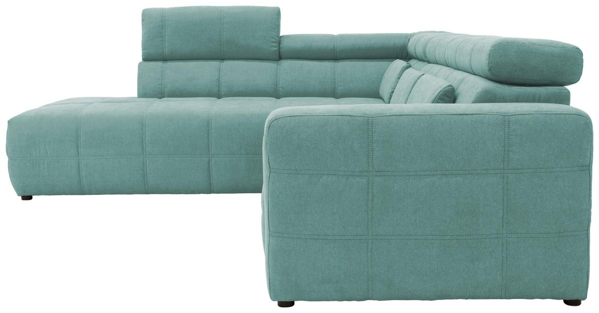 Ecksofa + Kopfteilverstellung Brandon Mintgrün Mikrofaser - Schwarz/Mintgrün, Design, Textil (228/275cm) - MID.YOU