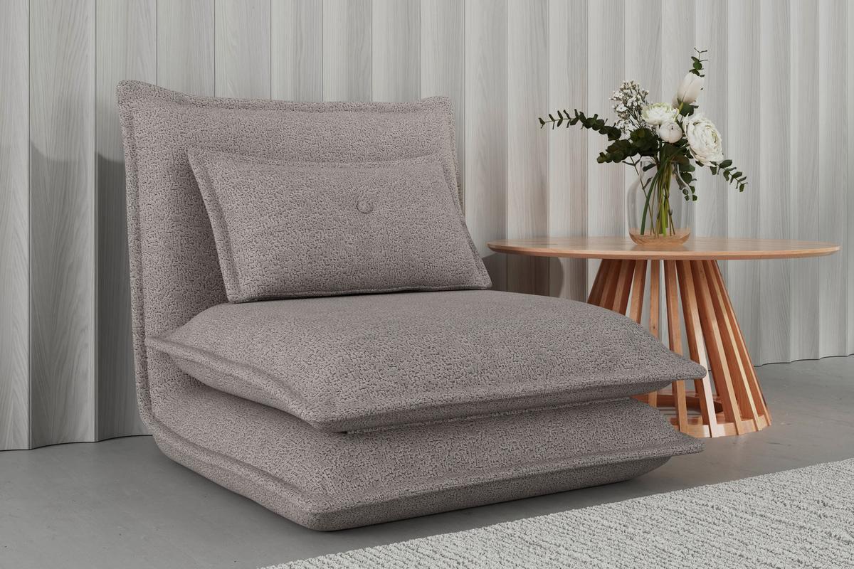 Rozkladacie kreslo TAMARA, svetlosivé buklé, max. 120 kg - svetlosivá, Modern, kov/textil (82/31/69cm) - Bessagi Home