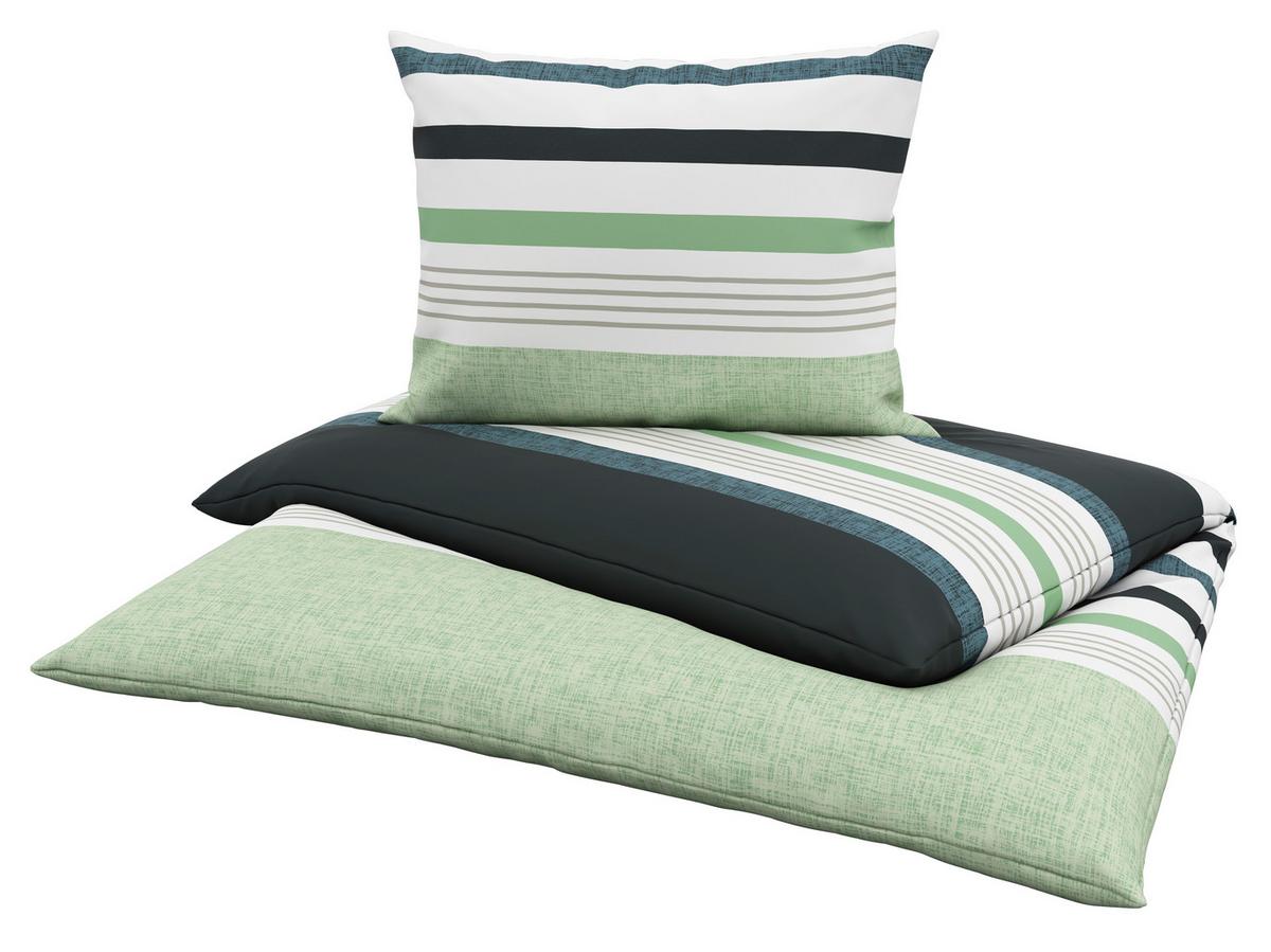 Bettwäsche Davina - Grau/Grün, MODERN, Textil - Luca Bessoni