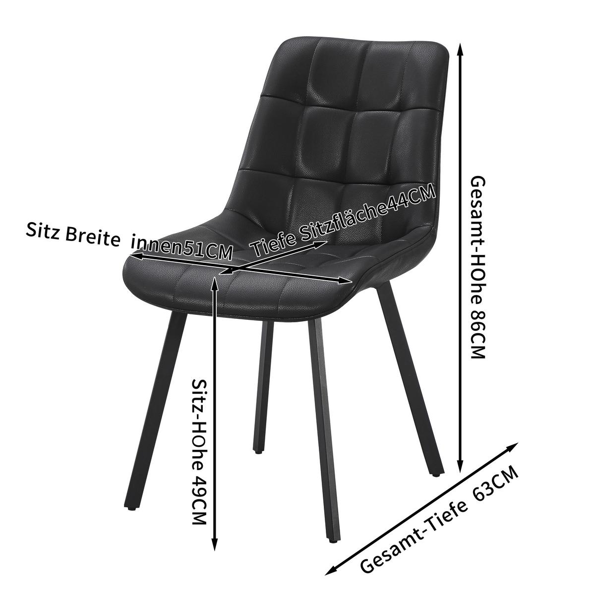 Vierfußstuhl Neva Schwarz B: 51 cm - Schwarz, MODERN, Leder/Metall (51/88/62cm) - Livetastic