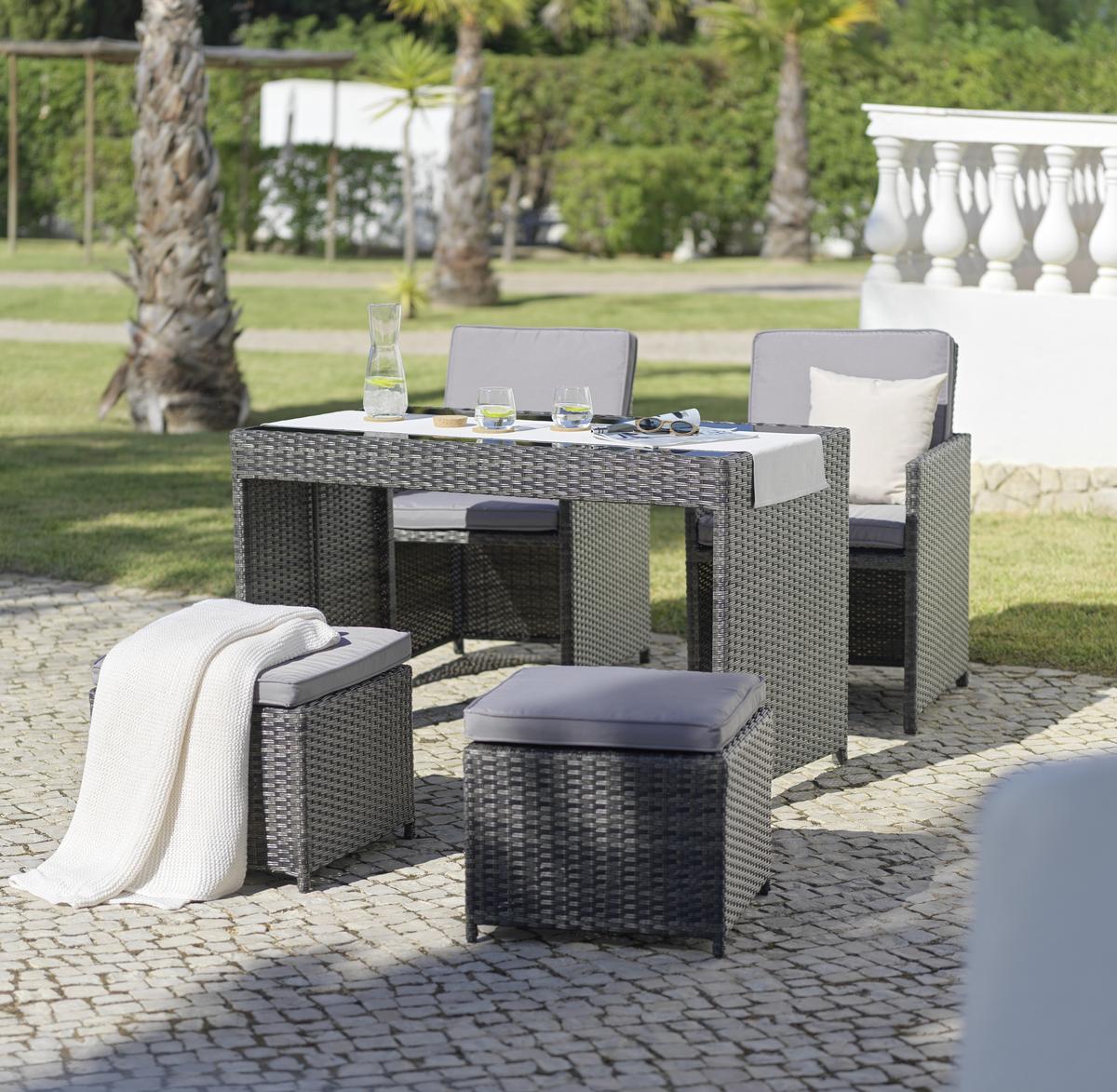 Kerti Szett Emma - barna/fekete, Modern, műanyag/textil - Luca Bessoni