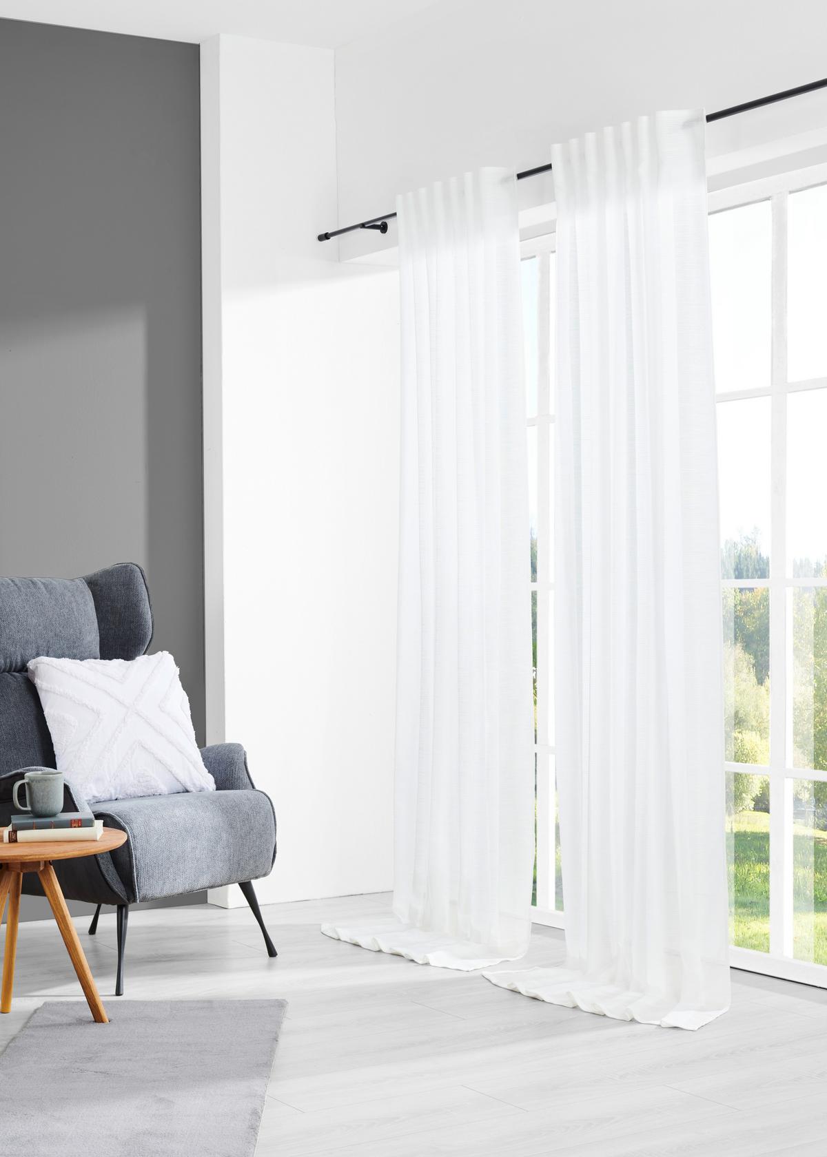 HOTOVÝ ZÁVES Eva, 140/255cm, biela - biela, Romantik / Landhaus, textil (140/255cm) - Premium Living