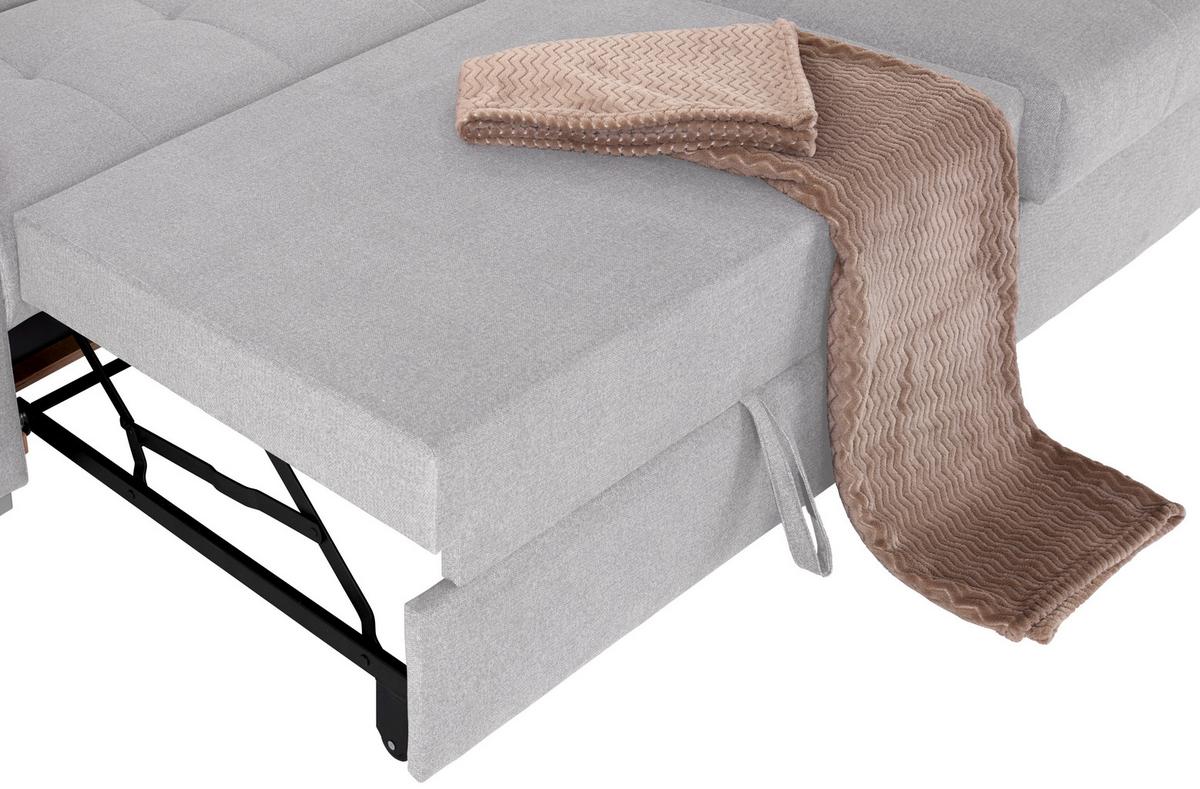 Ecksofa Mit Bettkasten Perry Silberfarben 292x183 Cm - Silberfarben, Design, Textil (292/183cm) - Livetastic