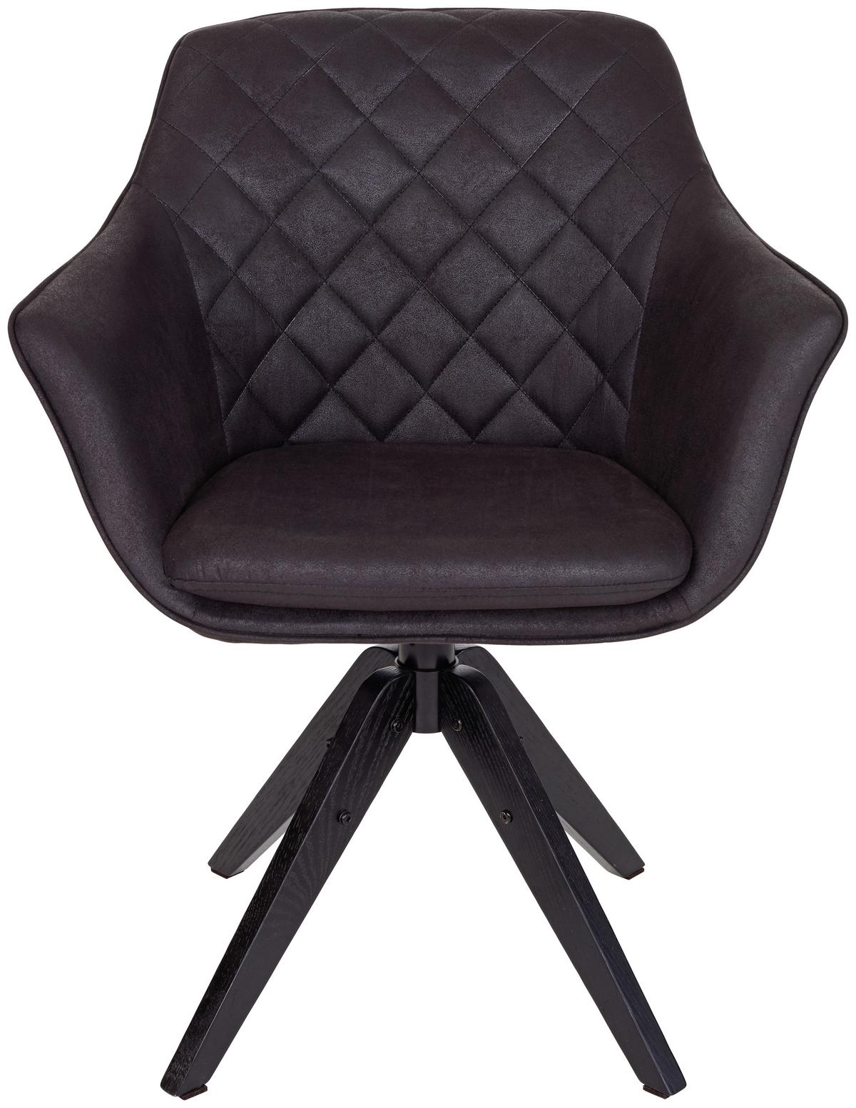 Armlehnstuhl Bellini Schwarz Mit Drehbarer Sitzfläche - Schwarz, MODERN, Holz/Textil (60/88/57,5cm) - MID.YOU