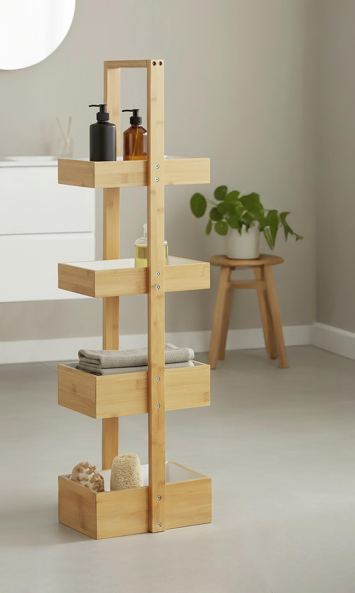 STOJACÍ REGÁL ANNI - bílá/přírodní barvy, Moderní, dřevo (25/88/18cm) - Mömax