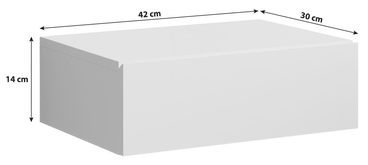 Nachkästchen Weiß H: 14 Cm Tajo - Weiß, MODERN, Holzwerkstoff (42/14/30cm) - Livetastic