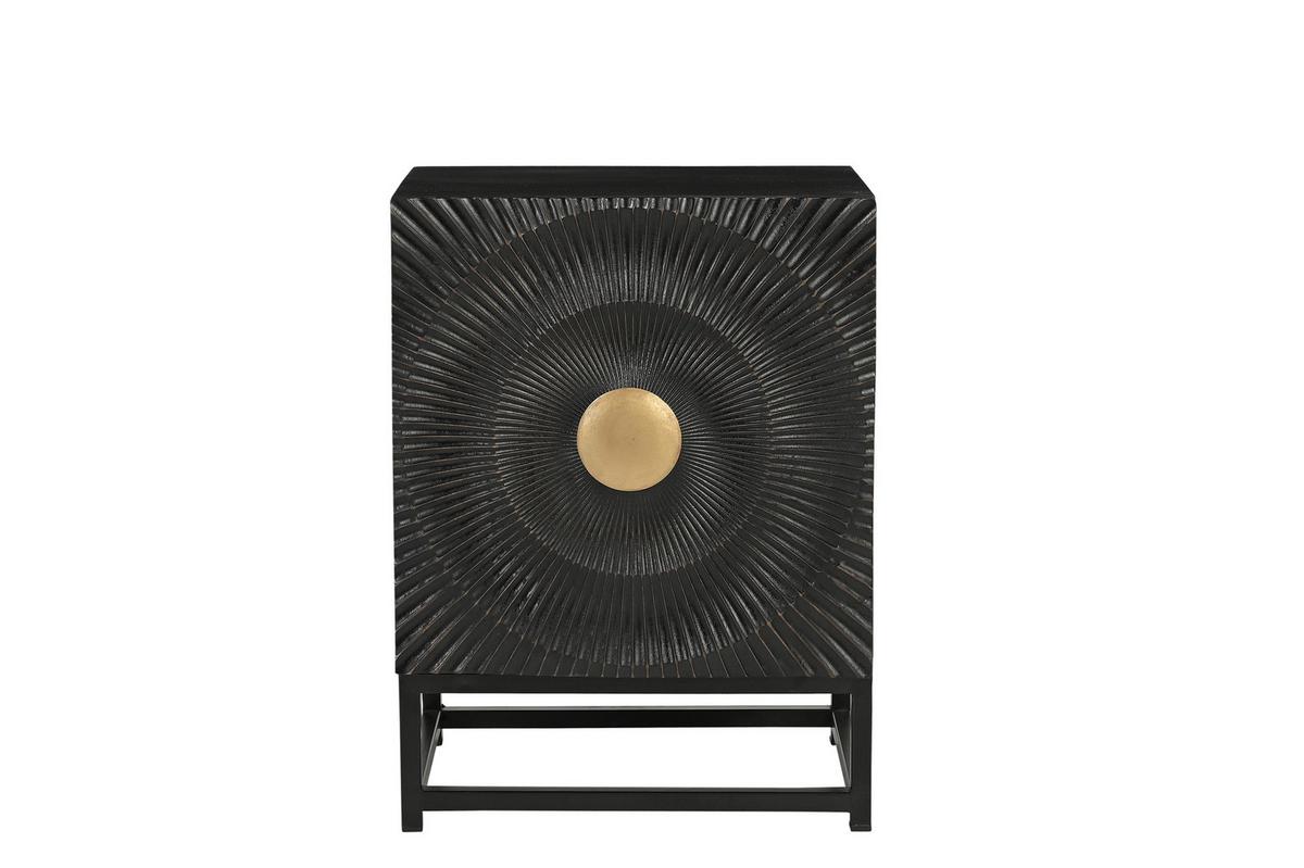 NACHTKÄSTCHEN Schwarz B: 45cm - Goldfarben/Schwarz, Basics, Holz/Metall (45/60/35cm) - Livetastic