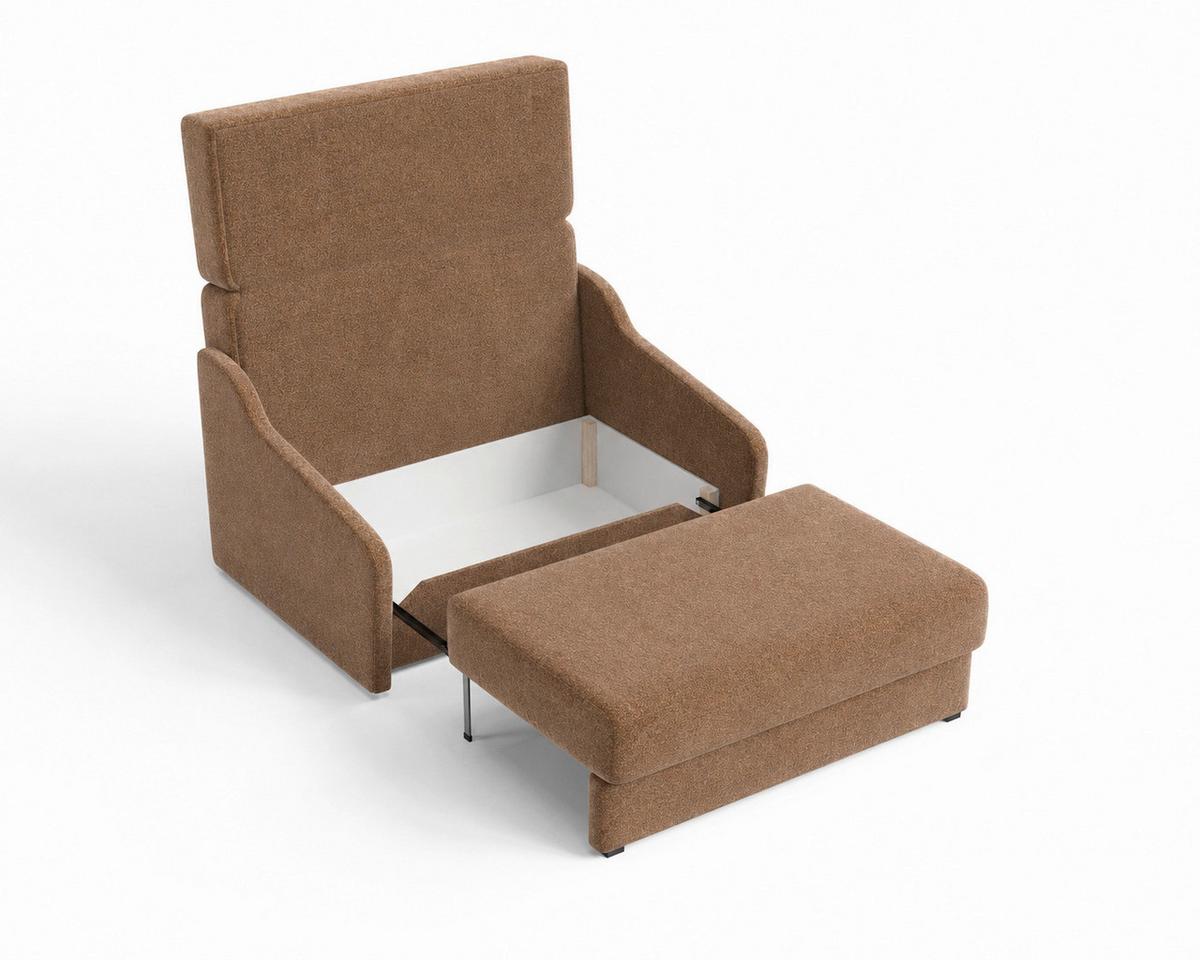 Schlafsofa Fly Rostfarben, B: 136 cm - Rostfarben/Schwarz, Design, Textil (136/86/113cm) - MID.YOU
