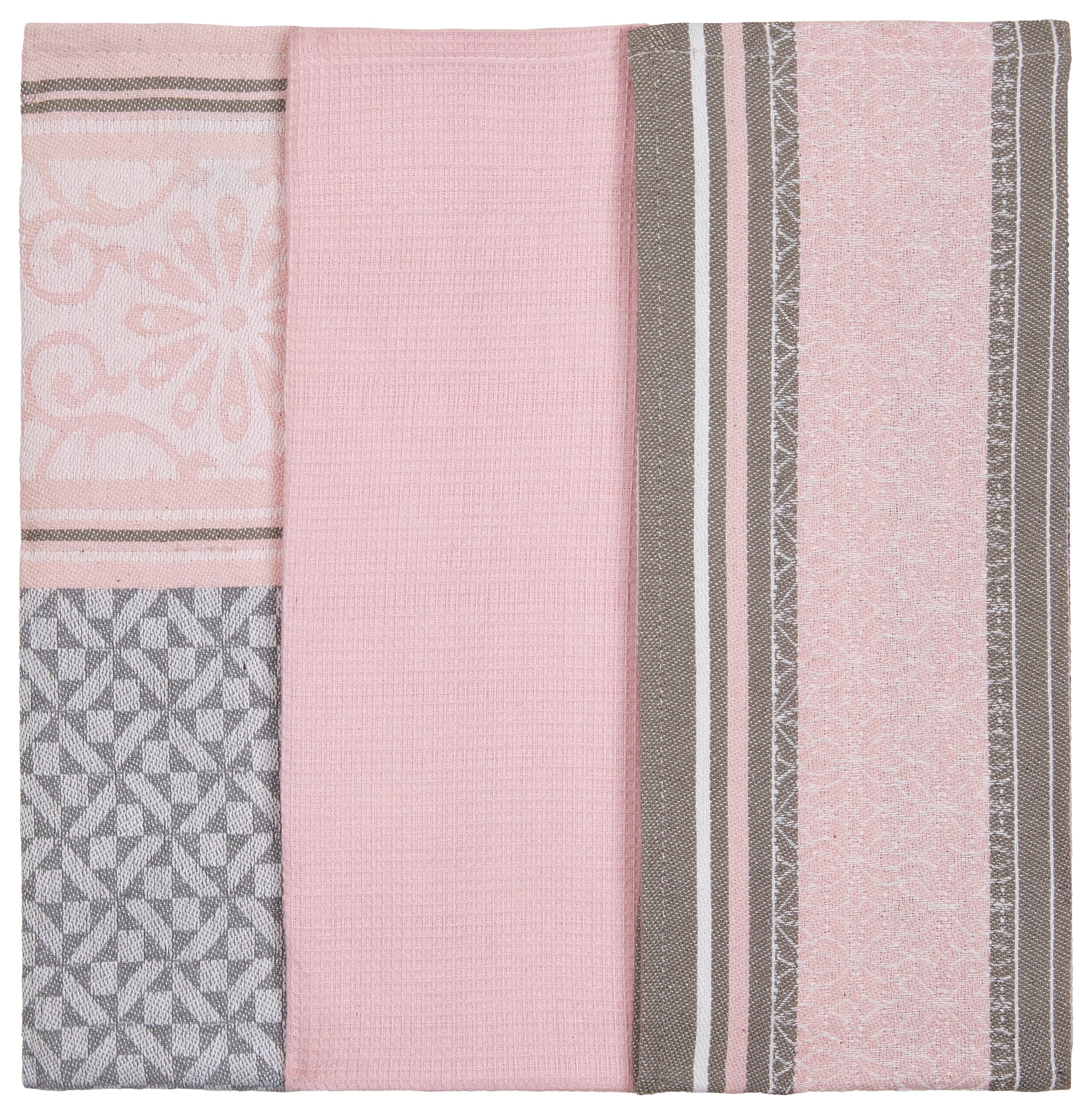 Geschirrtuch Alexia - 3er Pack - Rosa, MODERN, Textil (40/60cm) - Luca Bessoni
