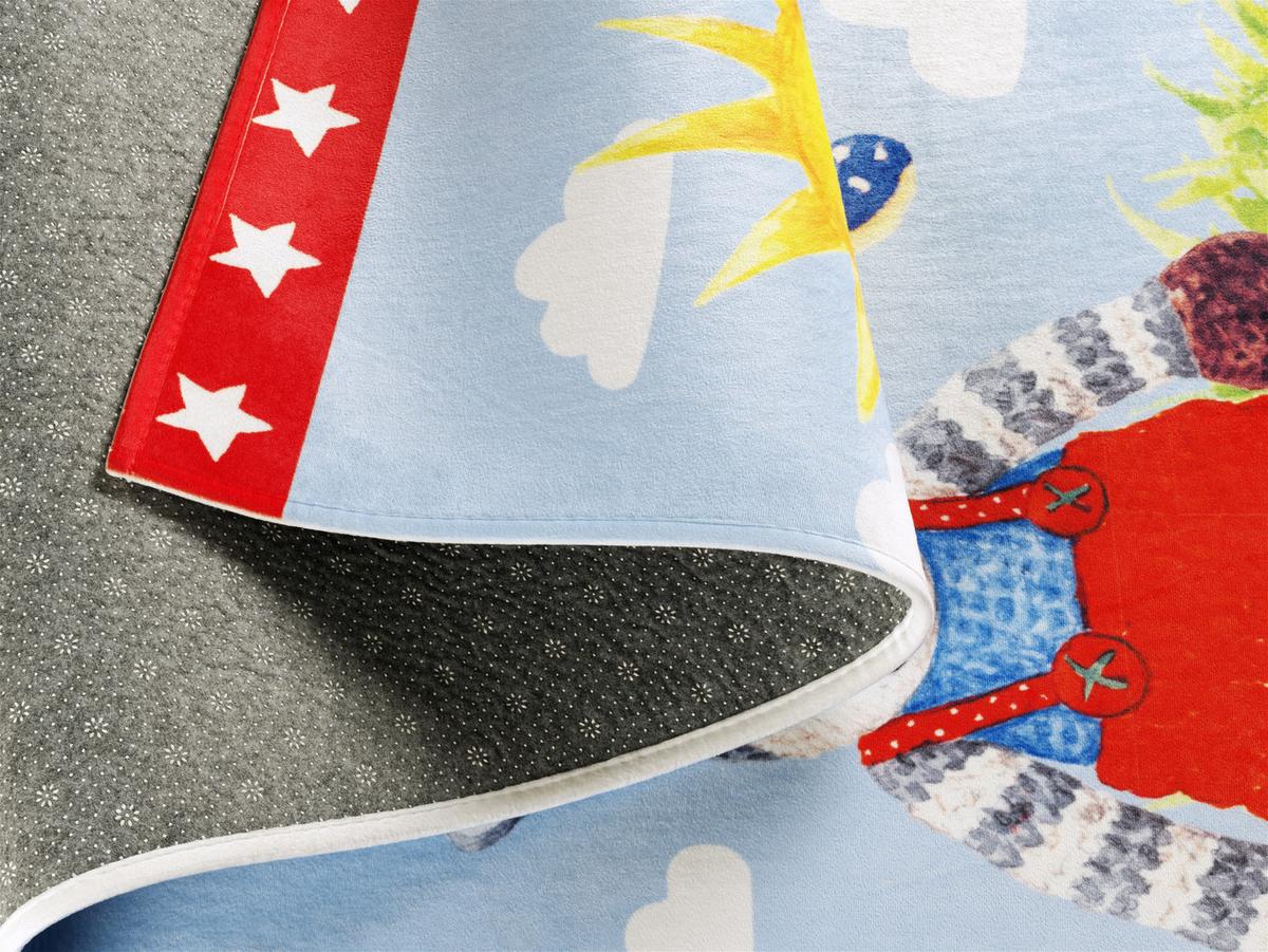 Kinderteppich Zebra Rot/blau/ Grün Baby Glück 100x160 Cm - Rot/Hellblau, Trend, Textil (100/160cm)