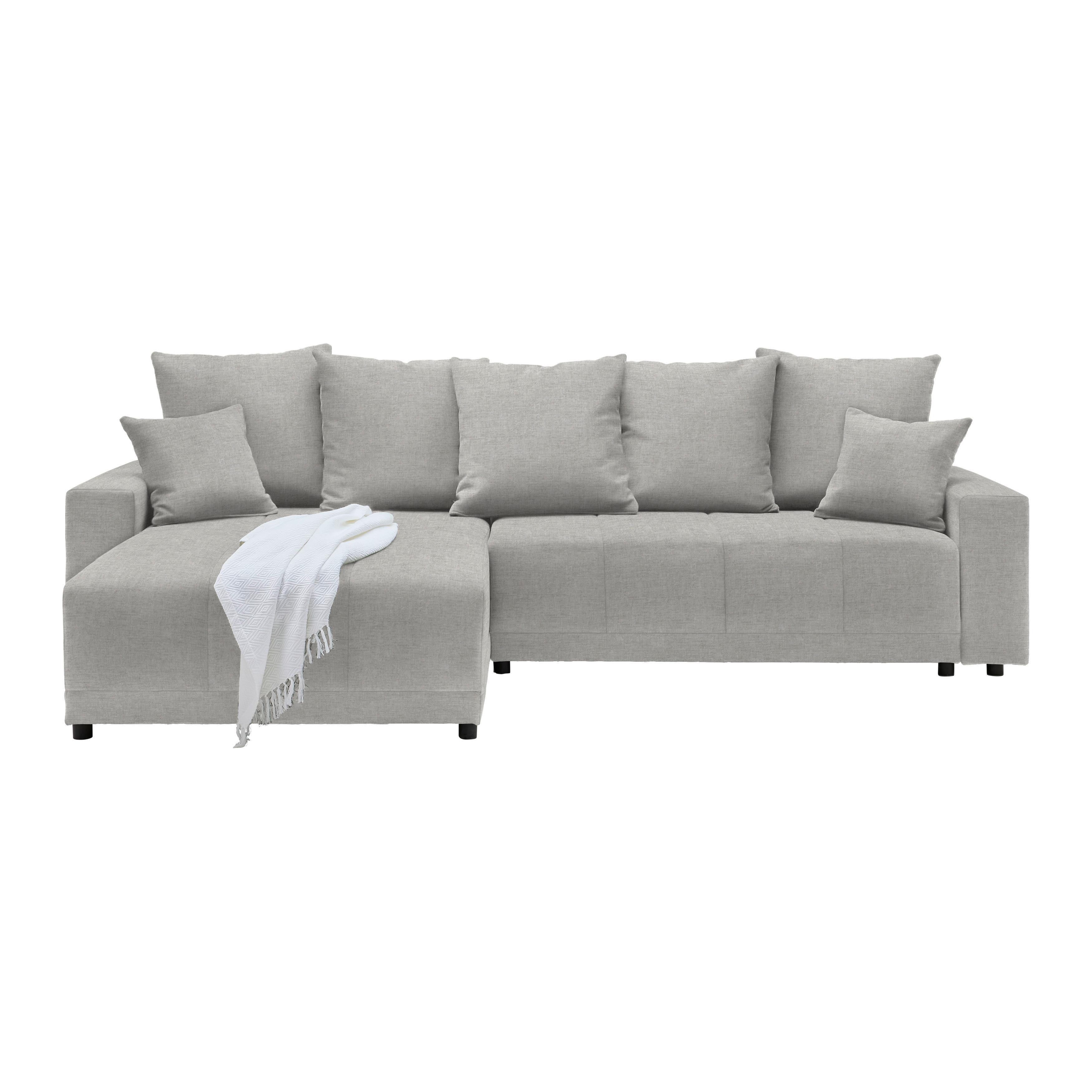 Rohová sedačka ALATRI, oboustr.,štříbrná,s polštáři - barvy stříbra/černá, Moderní, textil/plast (289/90/176cm) - Based