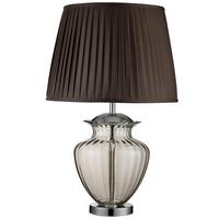 Tischlampe Elina Braun / Chromfarben mit Schnurschalter - Chromfarben/Bernsteinfarben, KONVENTIONELL, Glas/Textil (42/69cm)