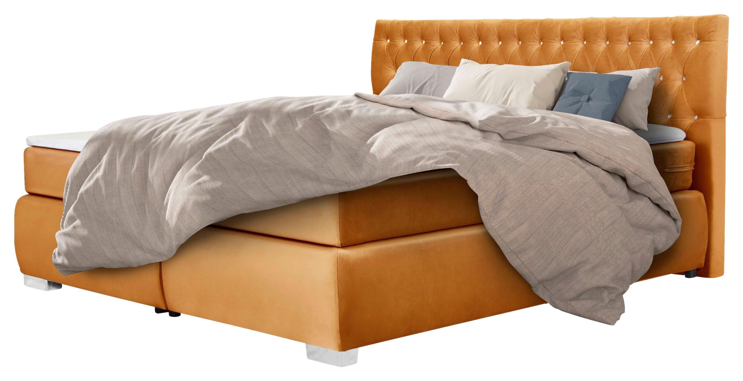 Boxspringbett Rumba inkl. Matratze 180x200 - Gelb, Basics, Textil (180/200cm) - Livetastic
