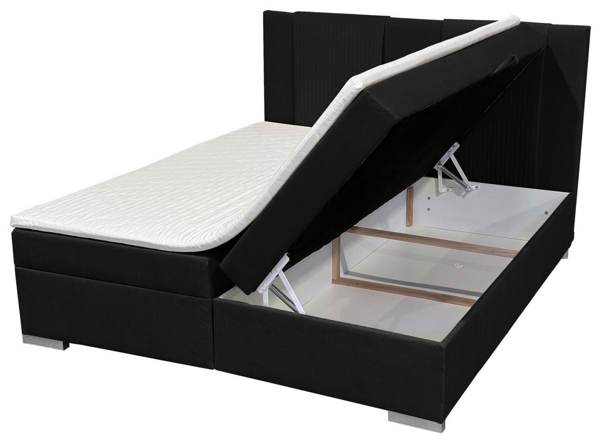 Boxbett Mit Bettkasten 180x200 Cm Dolly - Silberfarben/Schwarz, Basics, Holzwerkstoff/Textil (180/200cm) - Livetastic