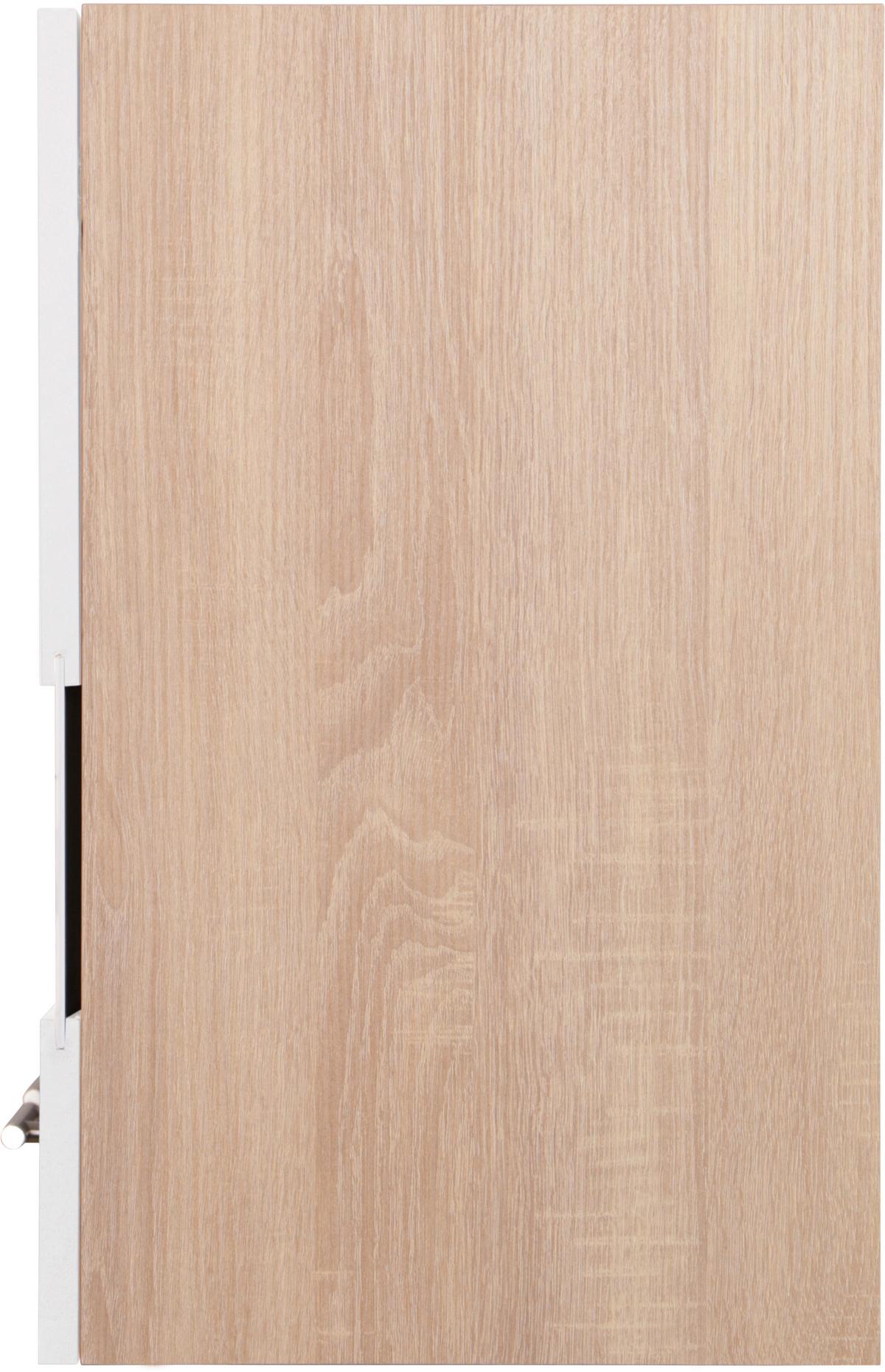 Küchenoberschrank Merle Weiß/Eiche Dekor B:100cm - Eichefarben/Weiß, Basics, Glas/Holzwerkstoff (100/56,1/34,6cm) - Respekta