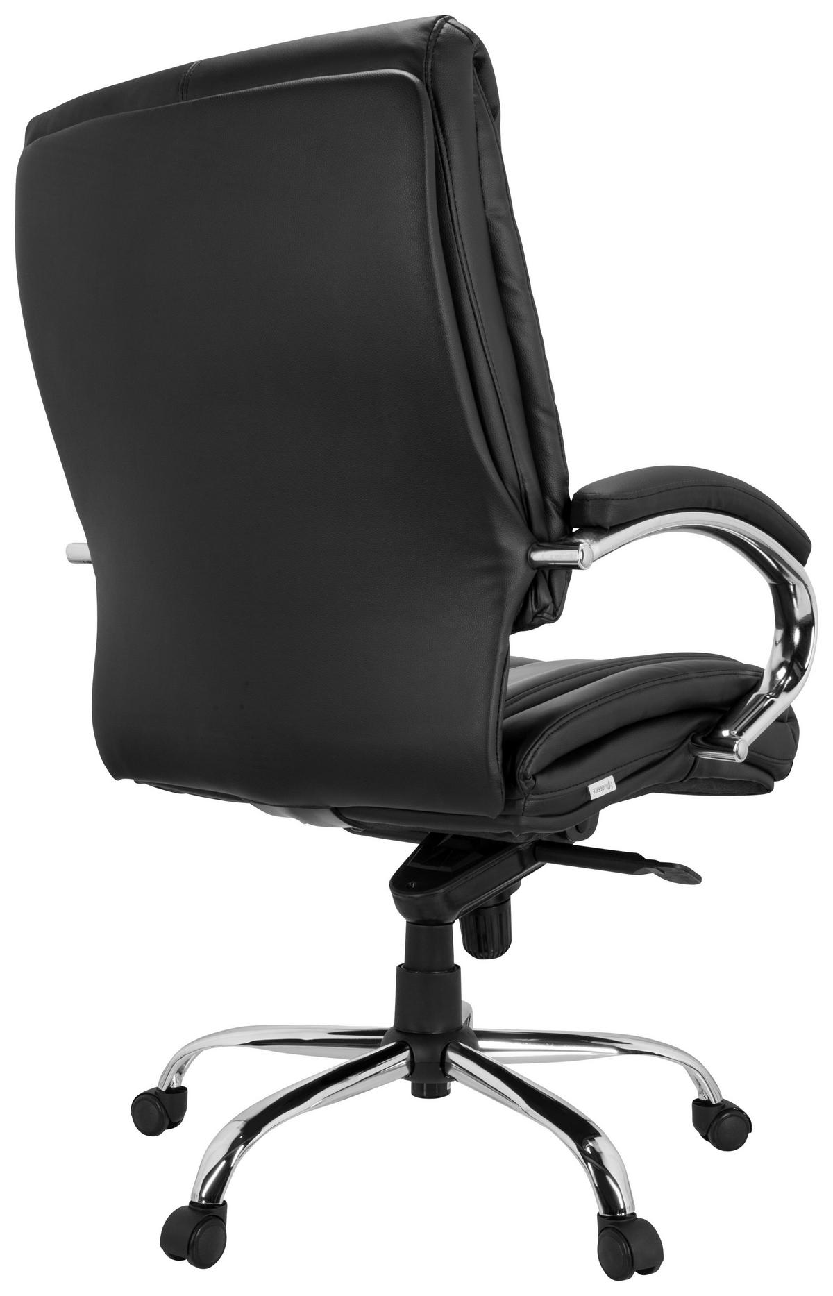 Chefsessel Xxl H 100 Pu Lederlook Schwarz Bis 150 Kg - Silberfarben/Schwarz, Basics, Kunststoff/Textil (66/113/70cm) - MID.YOU