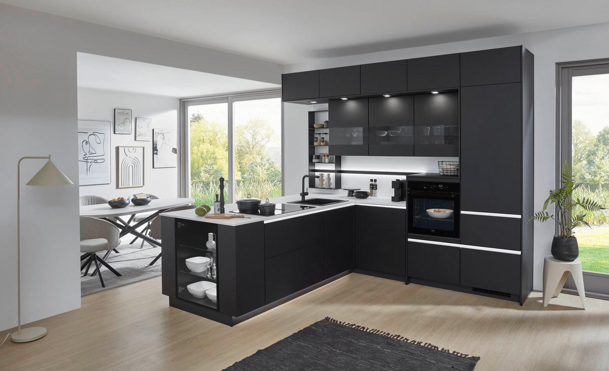 Eckküche Eastbourne - Schieferfarben/Graphitfarben, MODERN, Holzwerkstoff (303,2/264,5cm) - Vertico